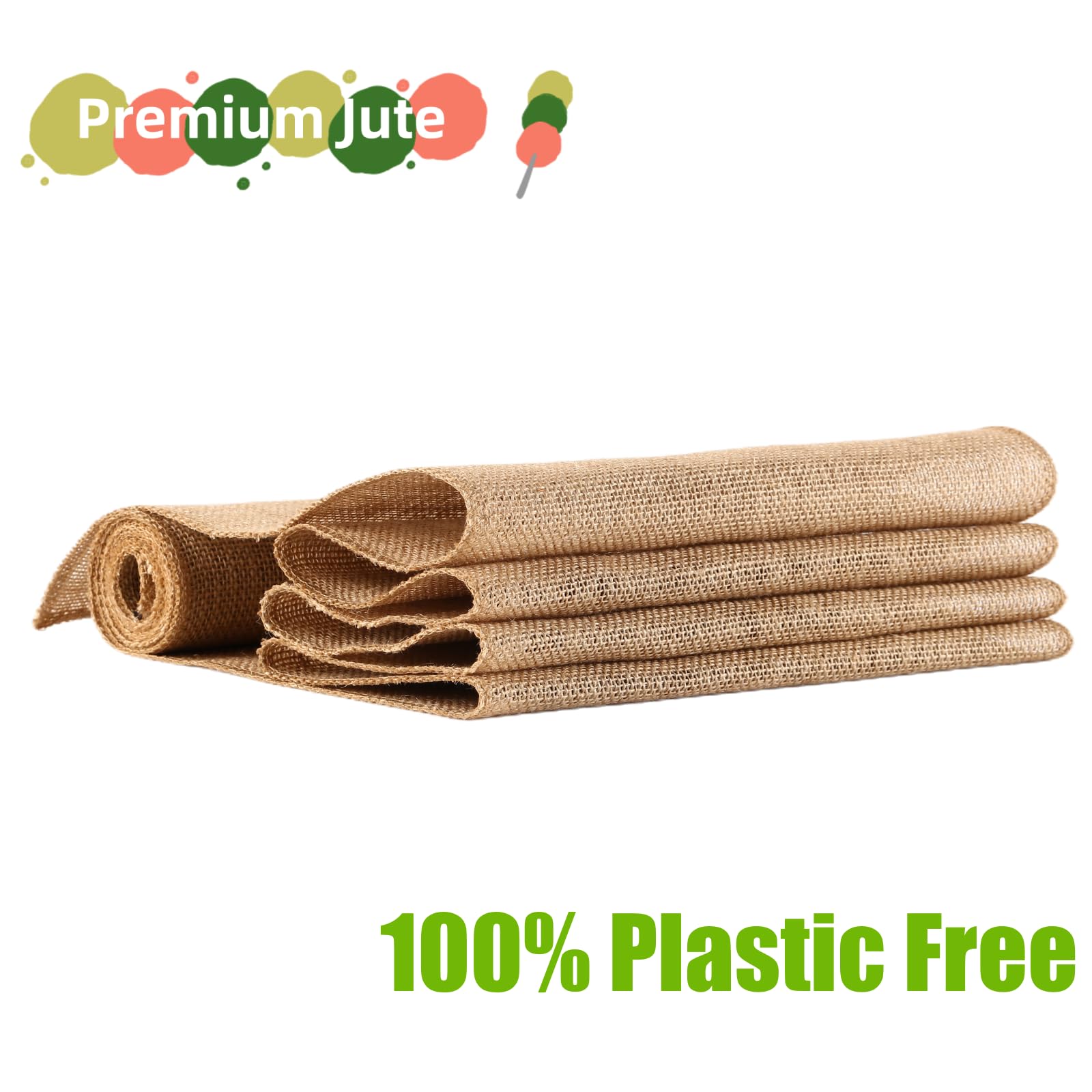 Kennuocat Burlap Table Runners - Natural And Eco-Friendly Versatile Premium Jute Fabric Rolls -12X108Inches(1 Roll) Decor For We