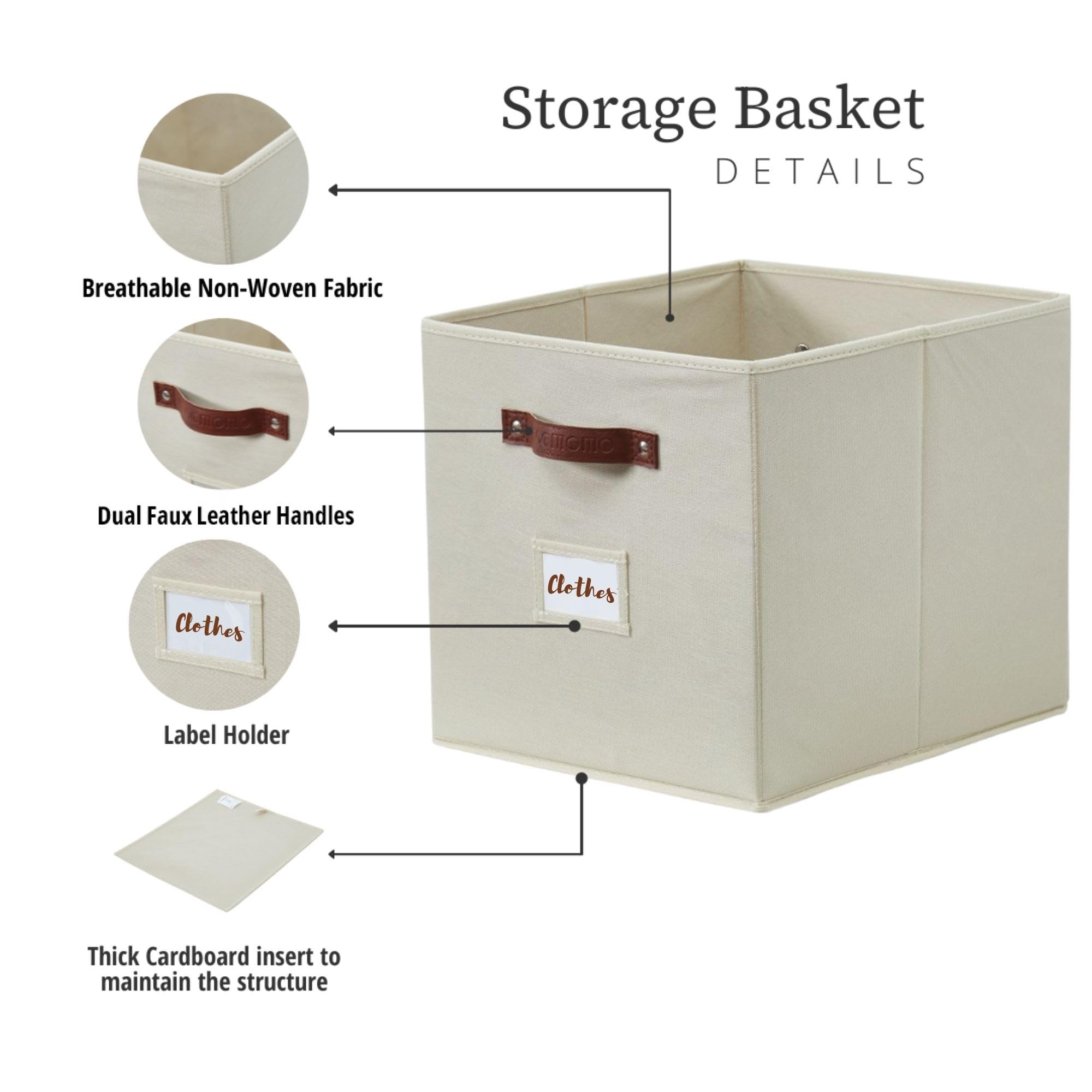 Decomomo Storage Baskets 13X15X13 Storage Cube Bins With Label Holders, Kallax Storage Cubes For Organizing Shelves Nursery Toy