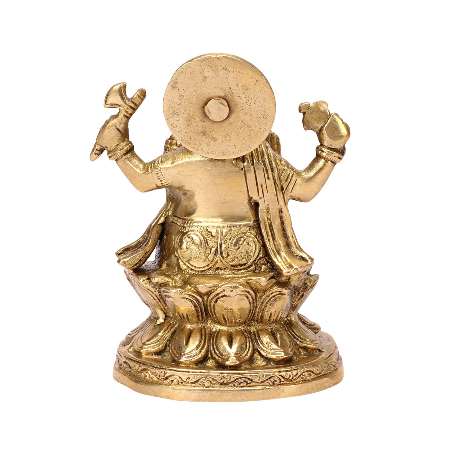 Apko Large Lotus Sitting Ganesha Brass Idol Good Luck God Deity Ganesh Statue -Ganpati Murti For Home Entrance Decor Diwali Gift