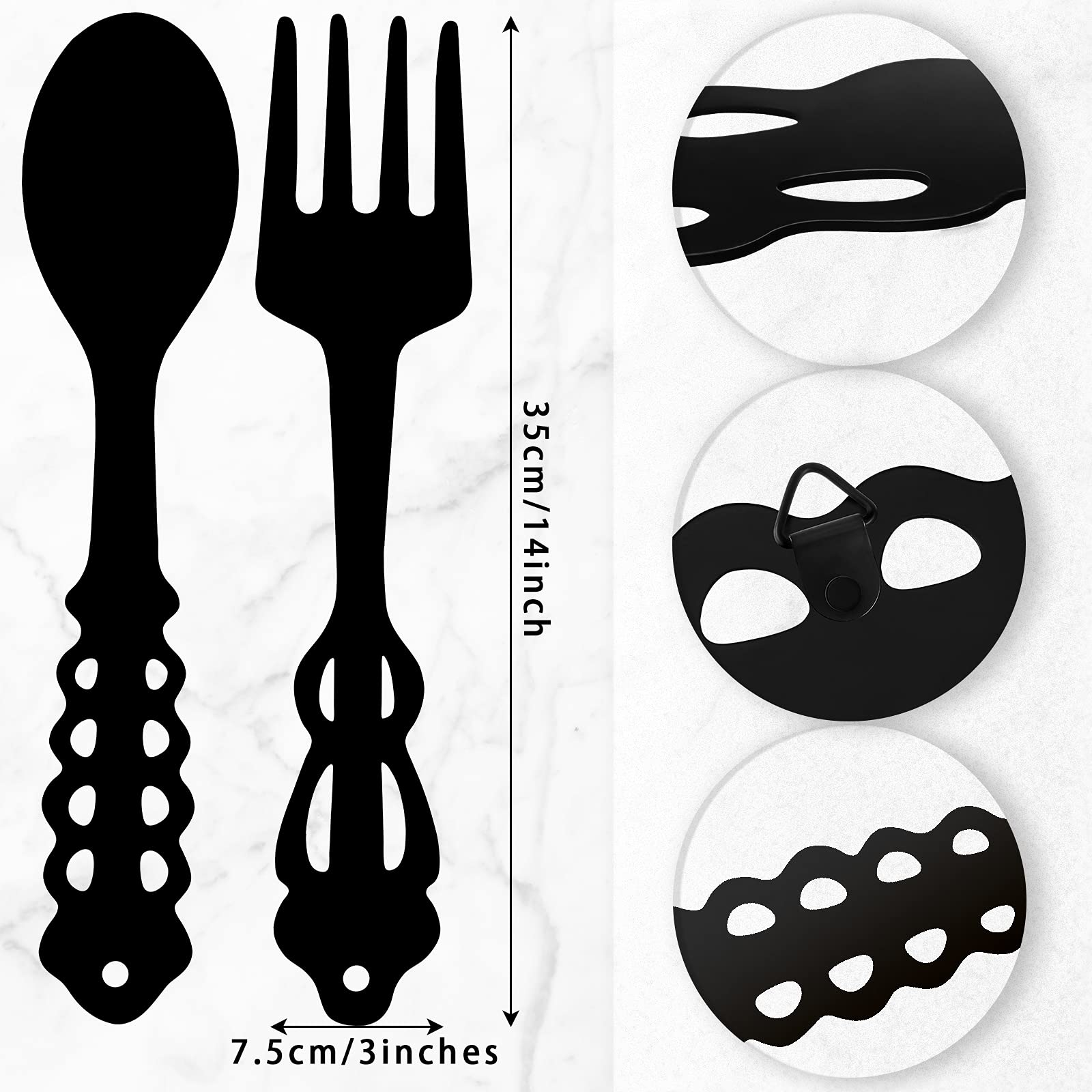 2 Pieces Metal Fork Spoon Wall Decor Big Black Fork Spoon Sign Metal Large Kitchen Rustic Decor Spoon Shaped Wall Sign Fork Shap
