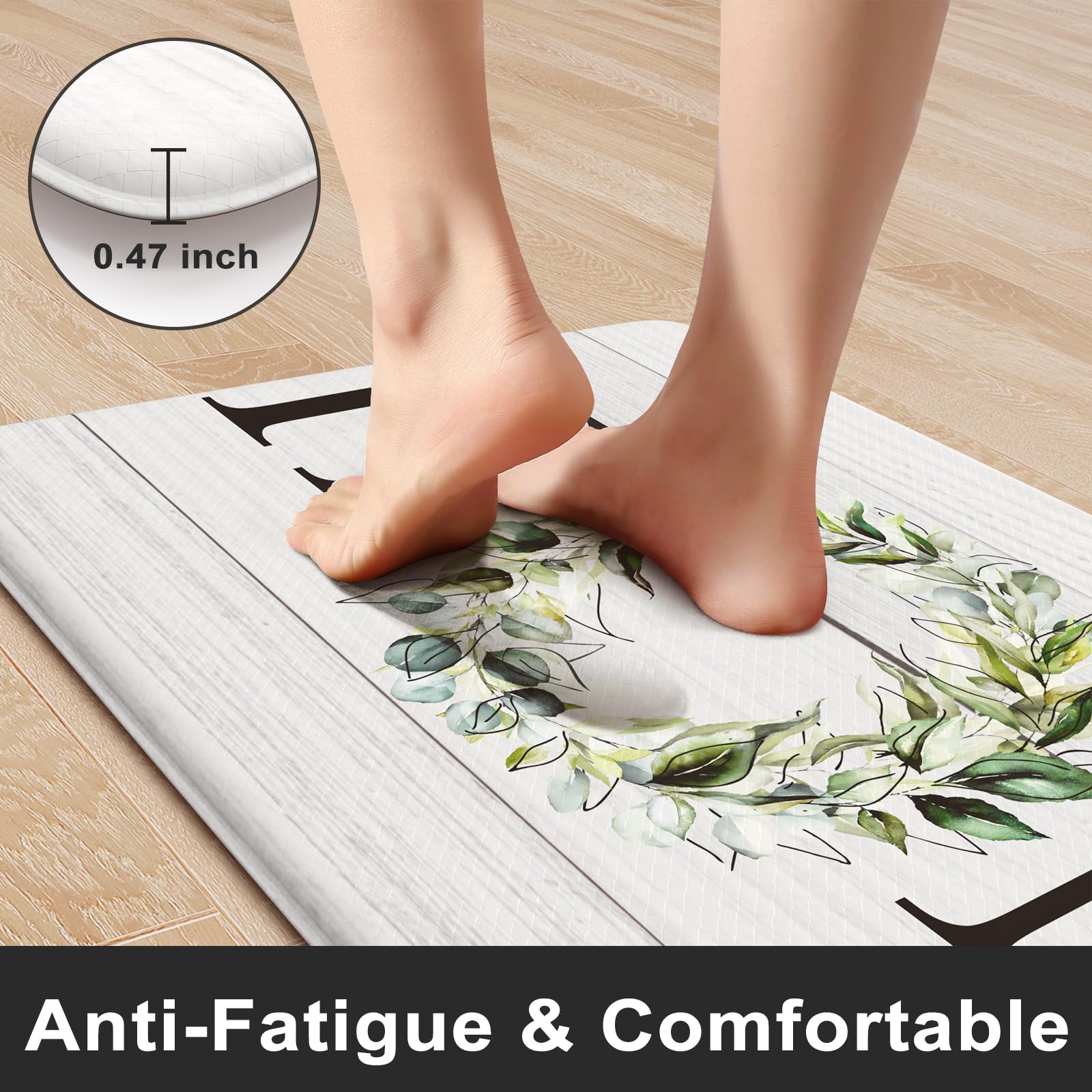 Kimode Kitchen Mats Cushioned Anti Fatigue, Farmhouse Rugs For Kitchen Rug Runner Stain Resistant, Ergonomic Standing Kitchen Fl