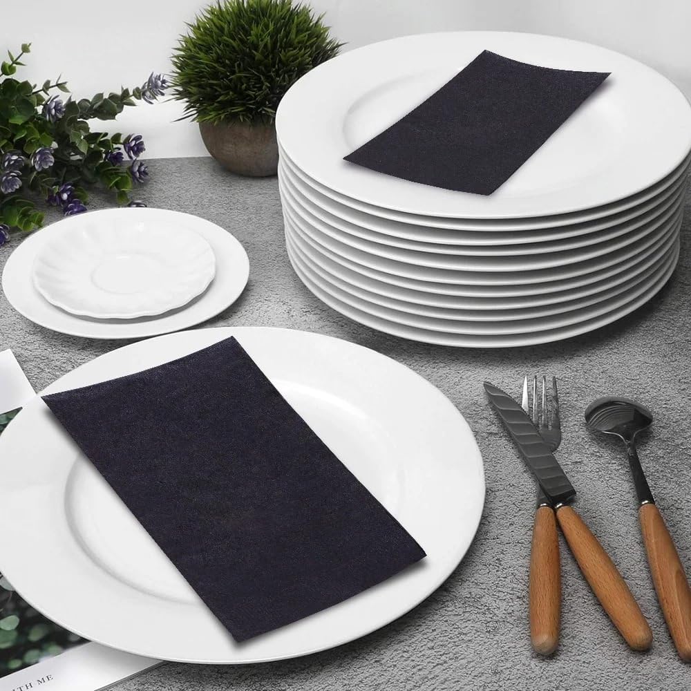 Amscan Jet Black 2-Ply Guest Towels - 8'' X 4'' (Pack Of 40) - Luxury Paper Hand Towels For Parties & Events