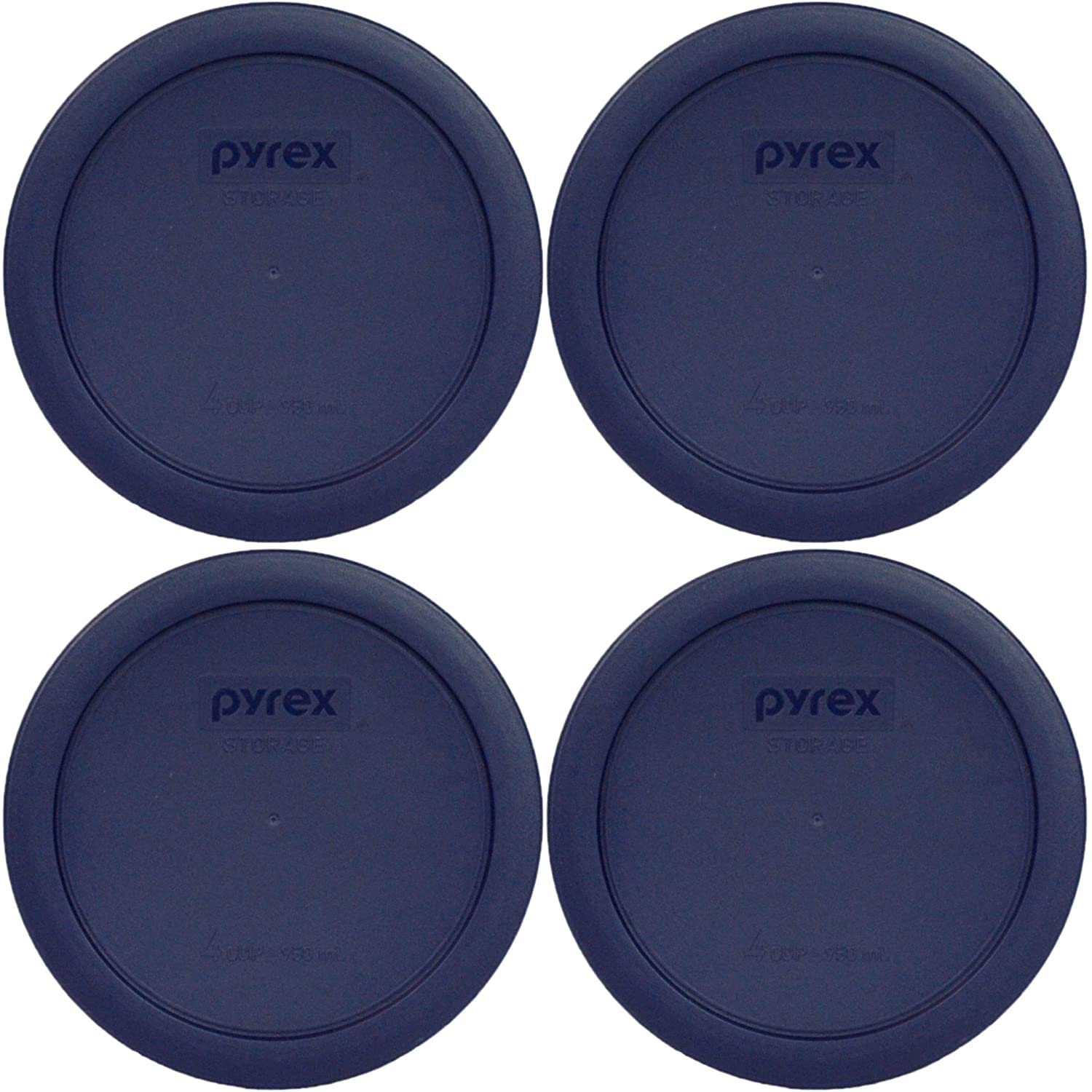 Pyrex Bundle - 4 Items: 7201-Pc 4-Cup Blue Round Plastic Lids