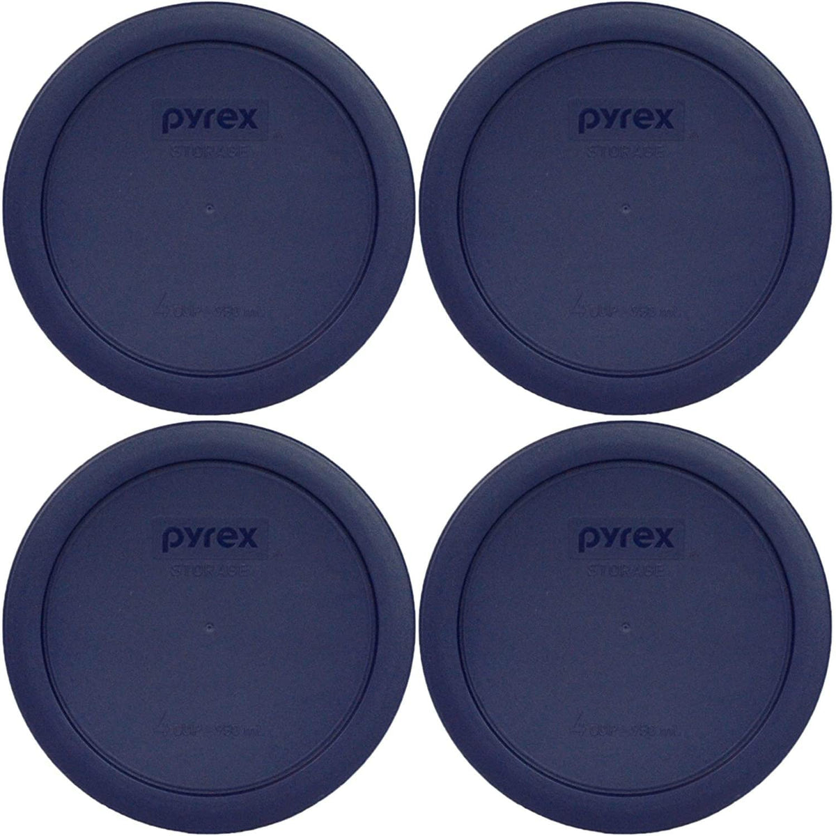 Pyrex Bundle - 4 Items: 7201-Pc 4-Cup Blue Round Plastic Lids