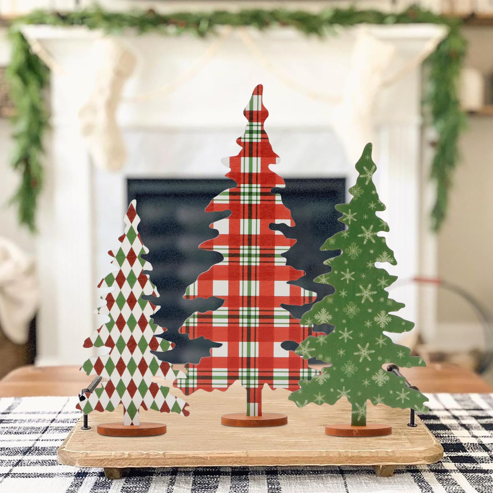 Christmas Decorations Indoor-5 Sizes Wooden Christmas Tree Sign-Christmas Decorations For Home Shelf Mantel Fireplace Table Wind