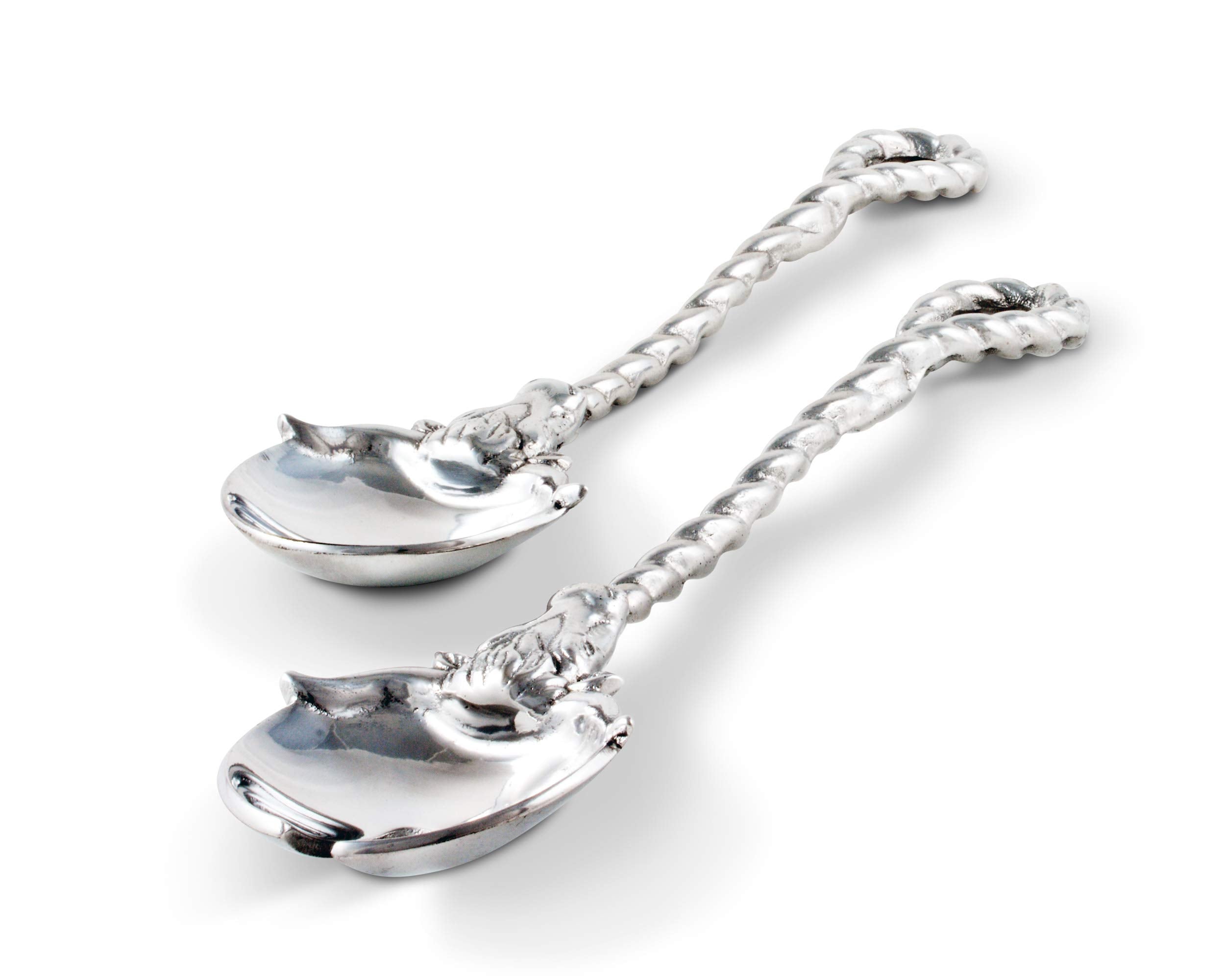 Arthur Court Designs Aluminum Long Longhorn Steer Figural Serving Set 12 Inch Long