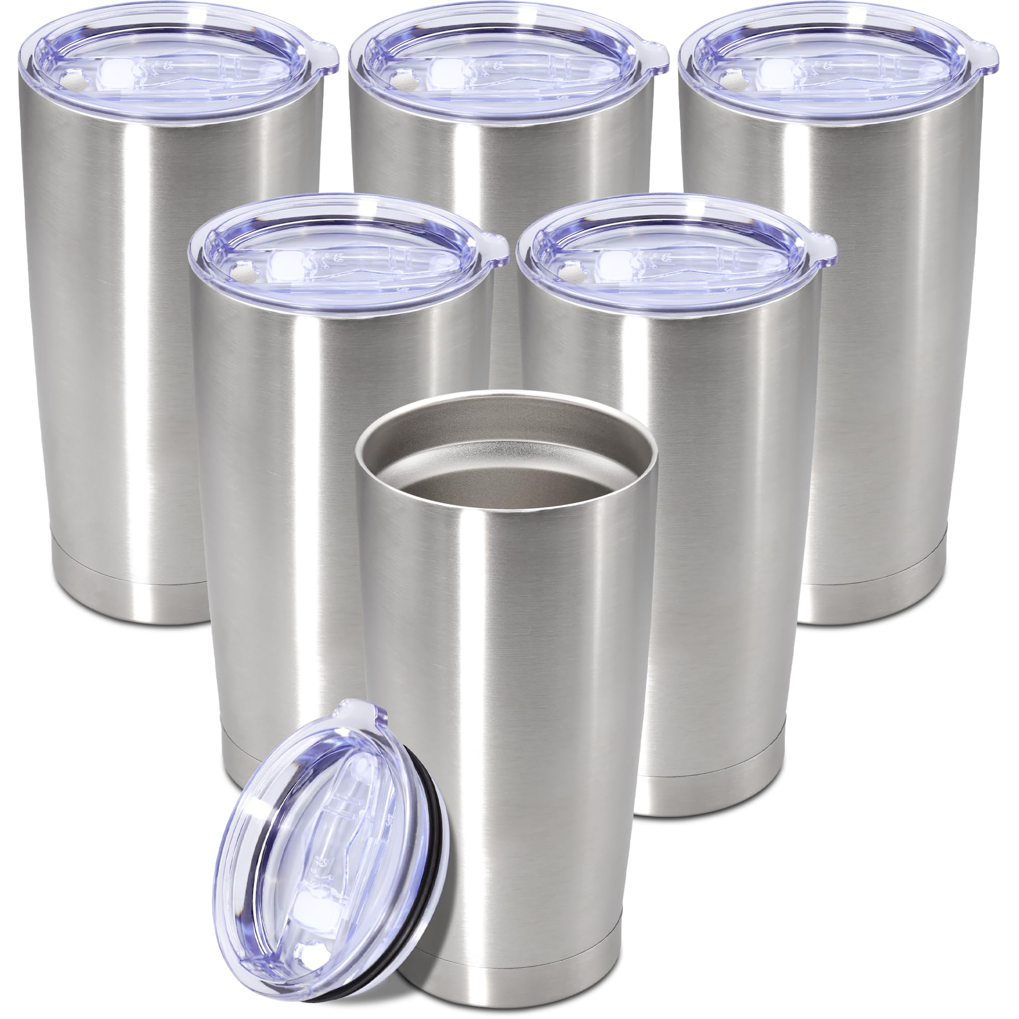 AGUOJI 20oz Tumbler Insulated Tumblers Vacuum Coffee Mug with Lid SS 6Pack
