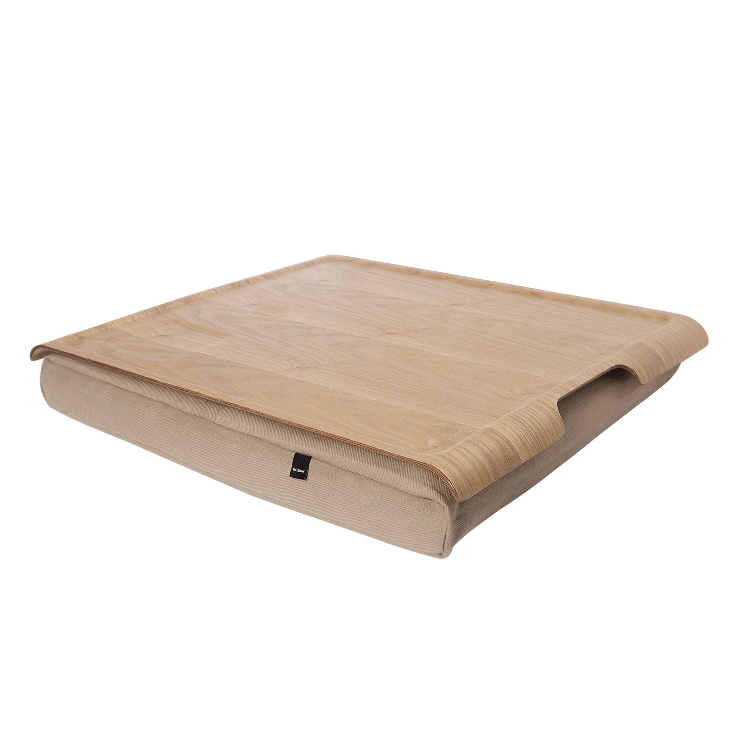 Natural Wooden Lap Tray - Natural Wood And Cushion