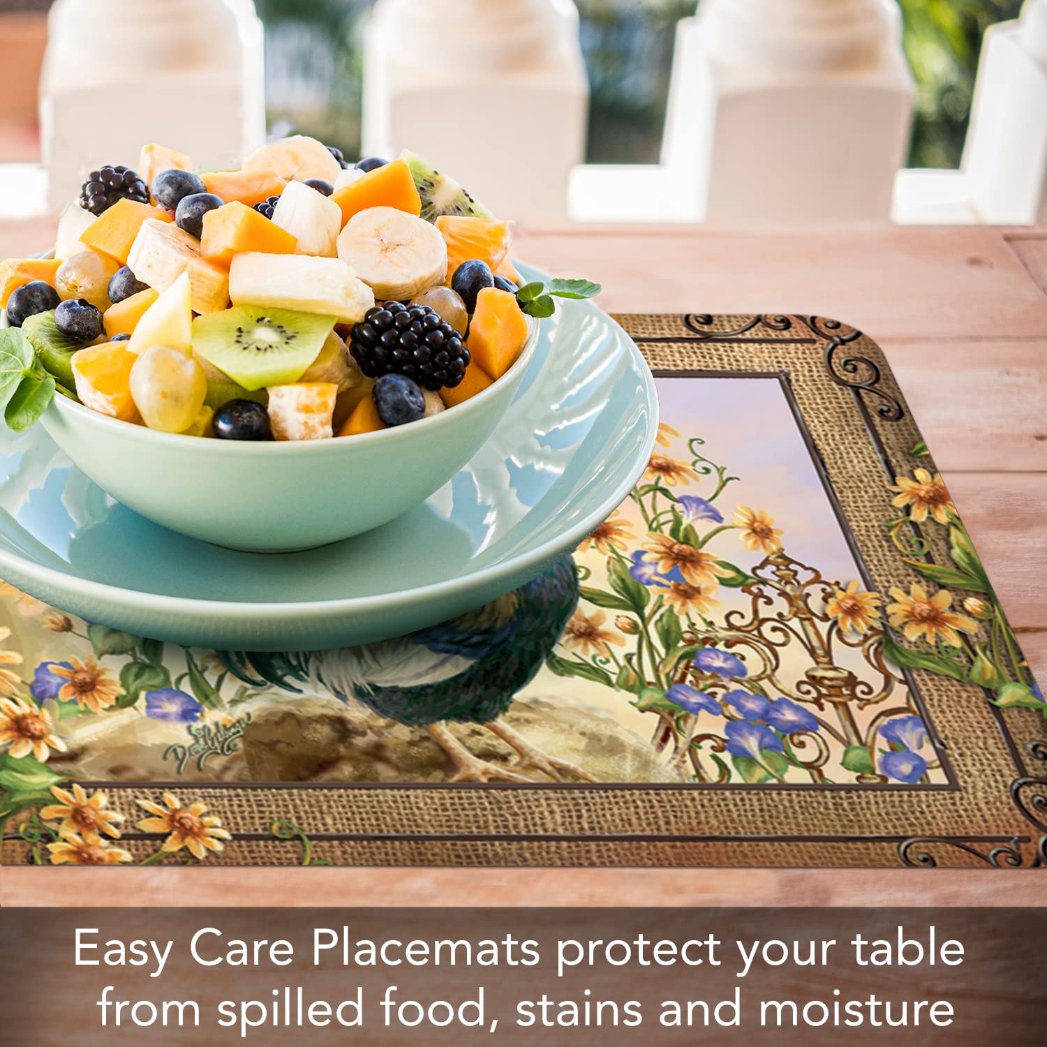 Counterart Country Charm Rooster 4 Pack Reversible Easy Care Flexible Plastic Placemats Made In The Usa Bpa Free Pvc Free Easily