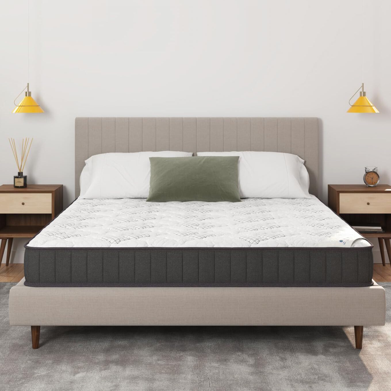 Ottomanson King 9 Hybrid Mattress - Firm - Made In Usa - Individually Pocketed Coils & Certipur-Us Foam - Fiberglass-Free - Bed 