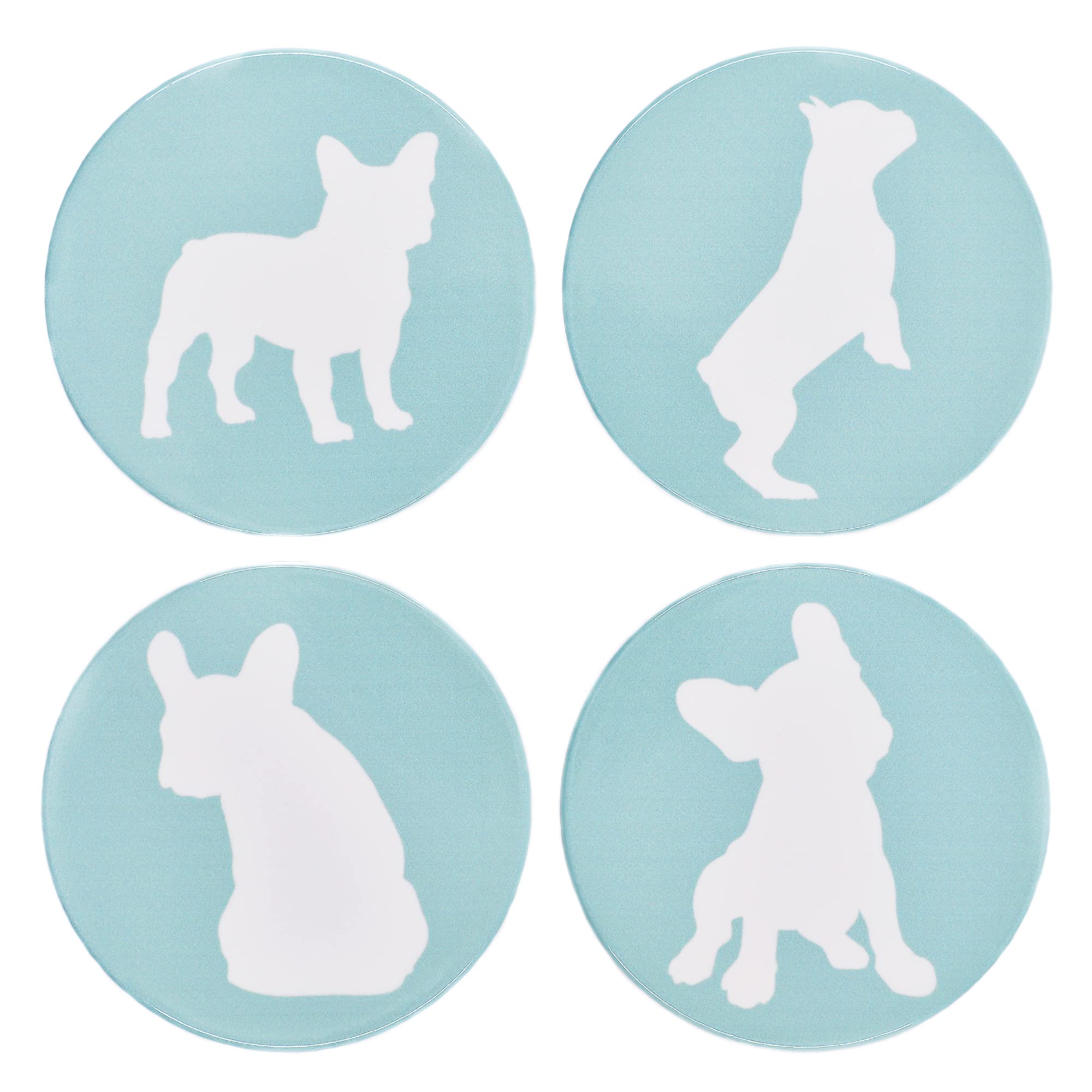 Greenline Goods French Bulldog Lovers Ceramic Drink Coasters - Set Of 4 Frenchie Dog Coasters With Protective Cork Bottom And Me