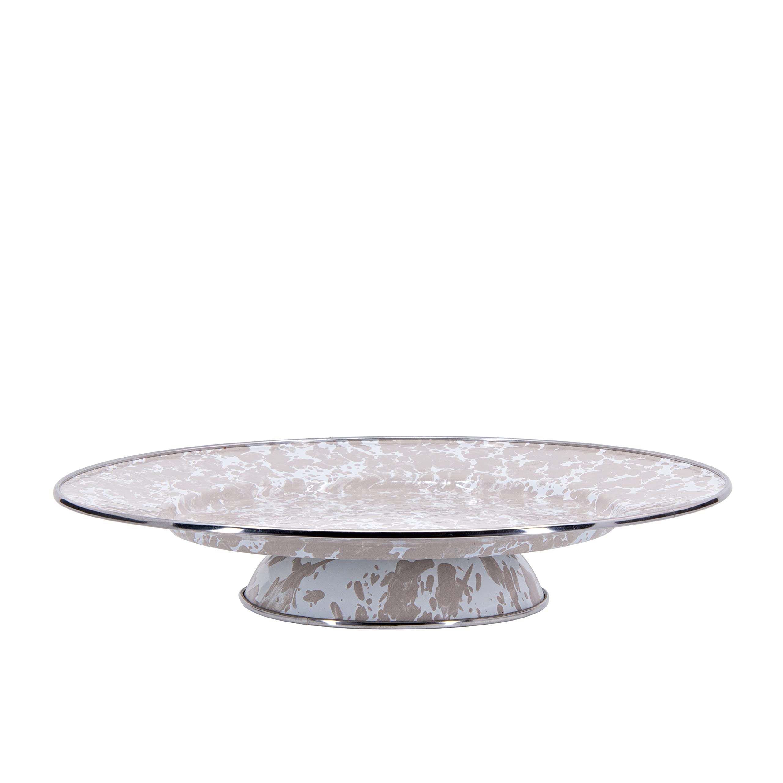 Golden Rabbit Enamelware - 12.5 Cake Plate (Taupe Swirl)