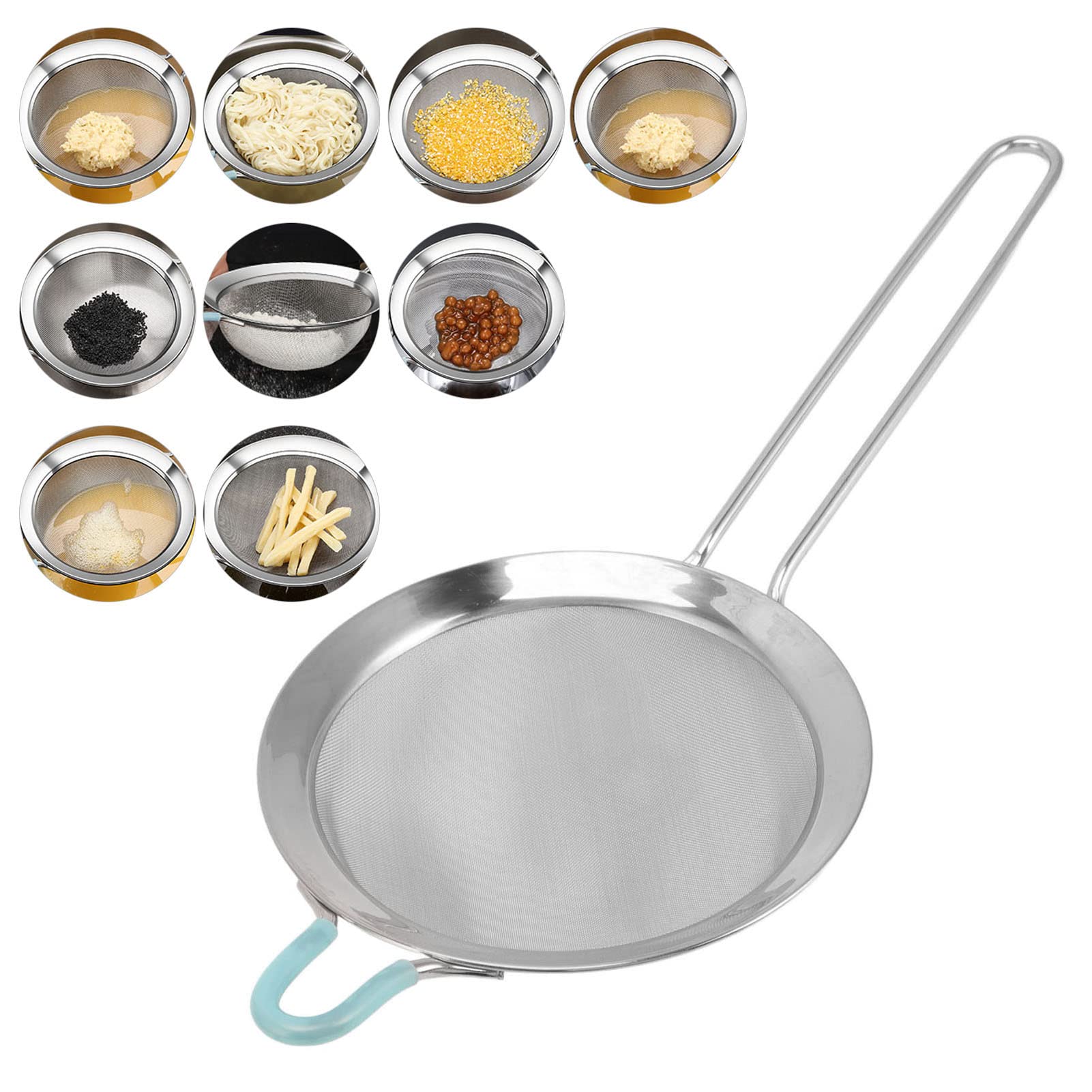 60 Mesh Fine Colander, Strainer Stainless Steel Handheld Flour Colander With Long Handle, Handheld Flour Sifter For Kitchen(20Cm