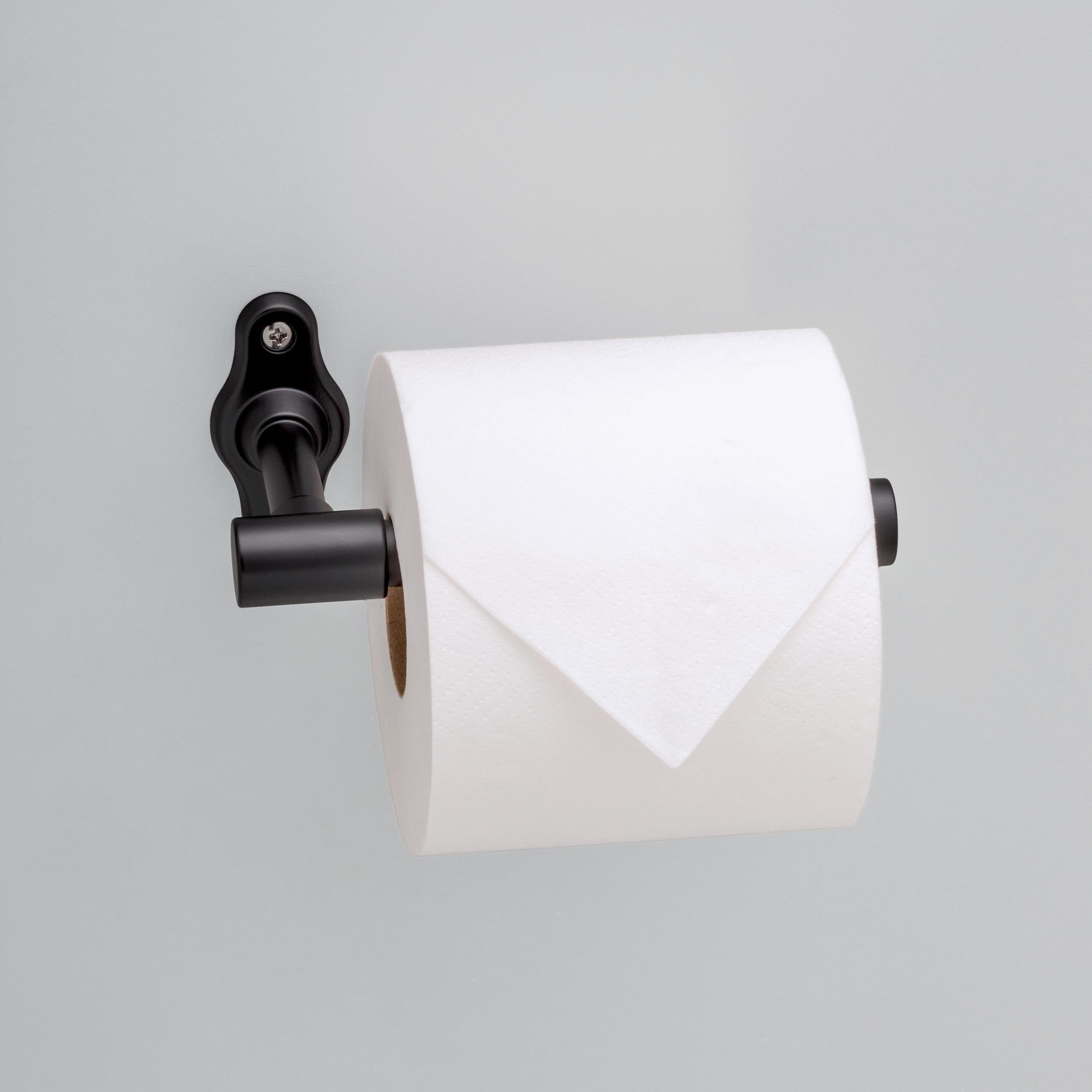 Franklin Brass Calloway (1-Pack) Toilet Paper Holder Matte Black Euro Tissue Roll Holder Single Post Toilet Tissue Holder Wall B