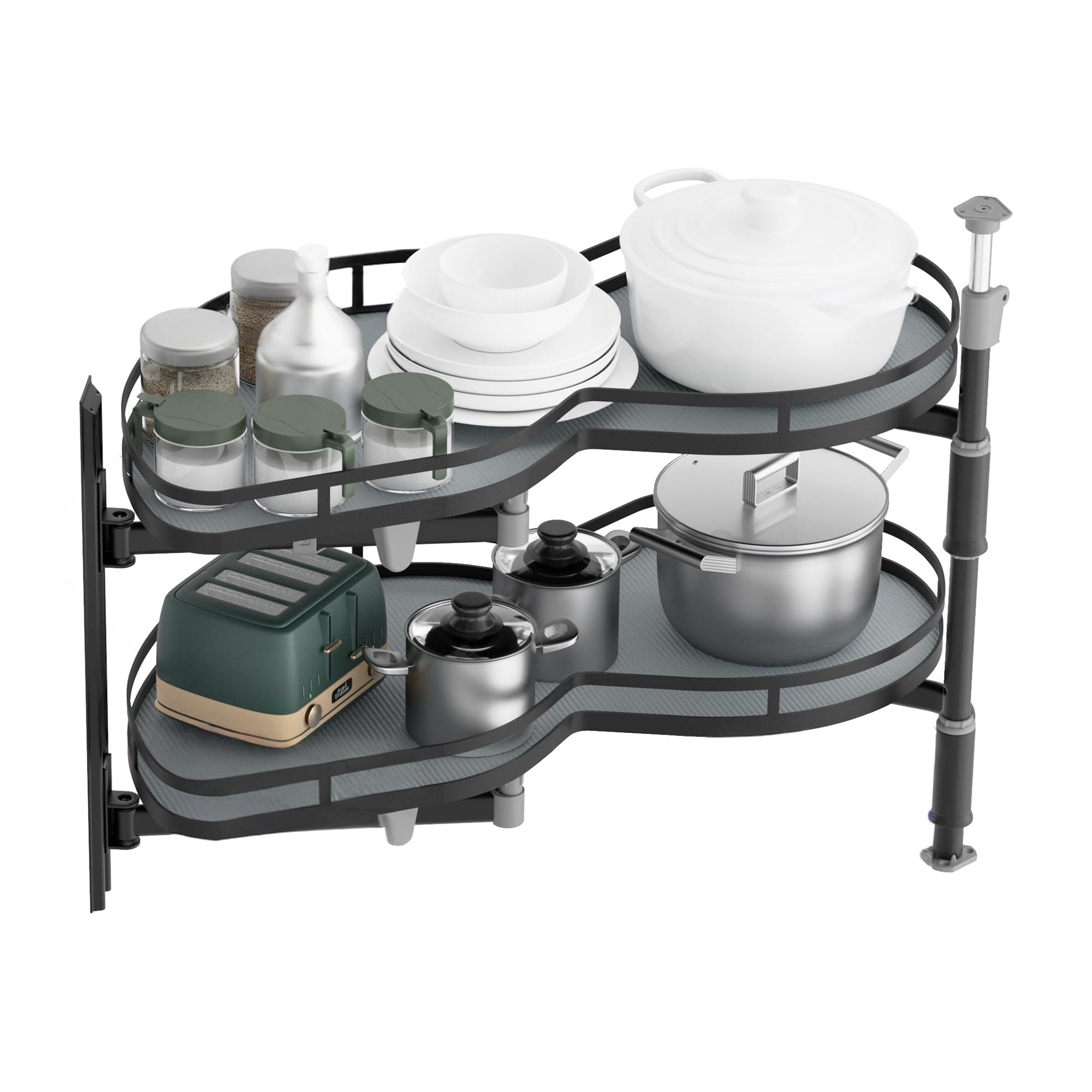 GWANLUKEJ Blind Corner Cabinet Organizer Pull Out Swing Left Lazy Susan for Corner Cabinet 36in, 2Tier Shelf Kitchen Cupboard M