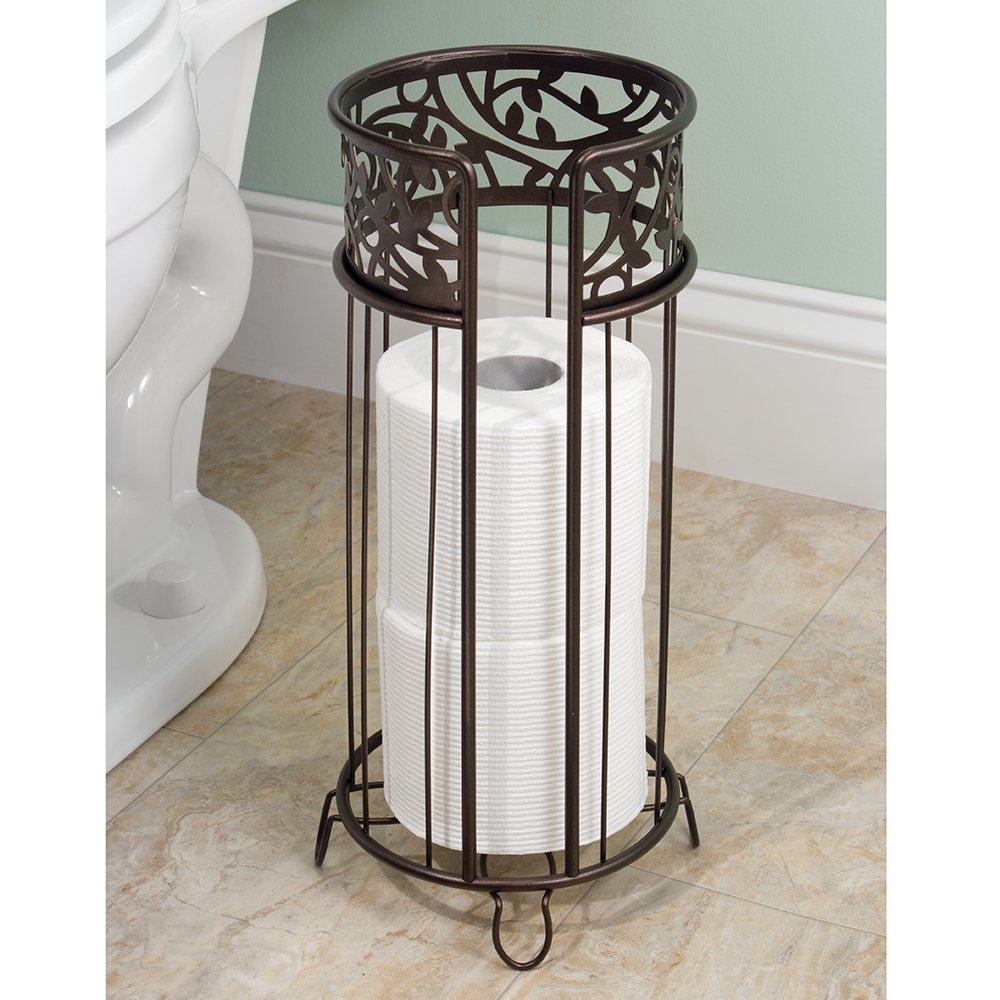 Idesign Vine Free Standing Toilet Paper Holder For Bathroom - Bronze,6.25 X 6.25 X 15.25