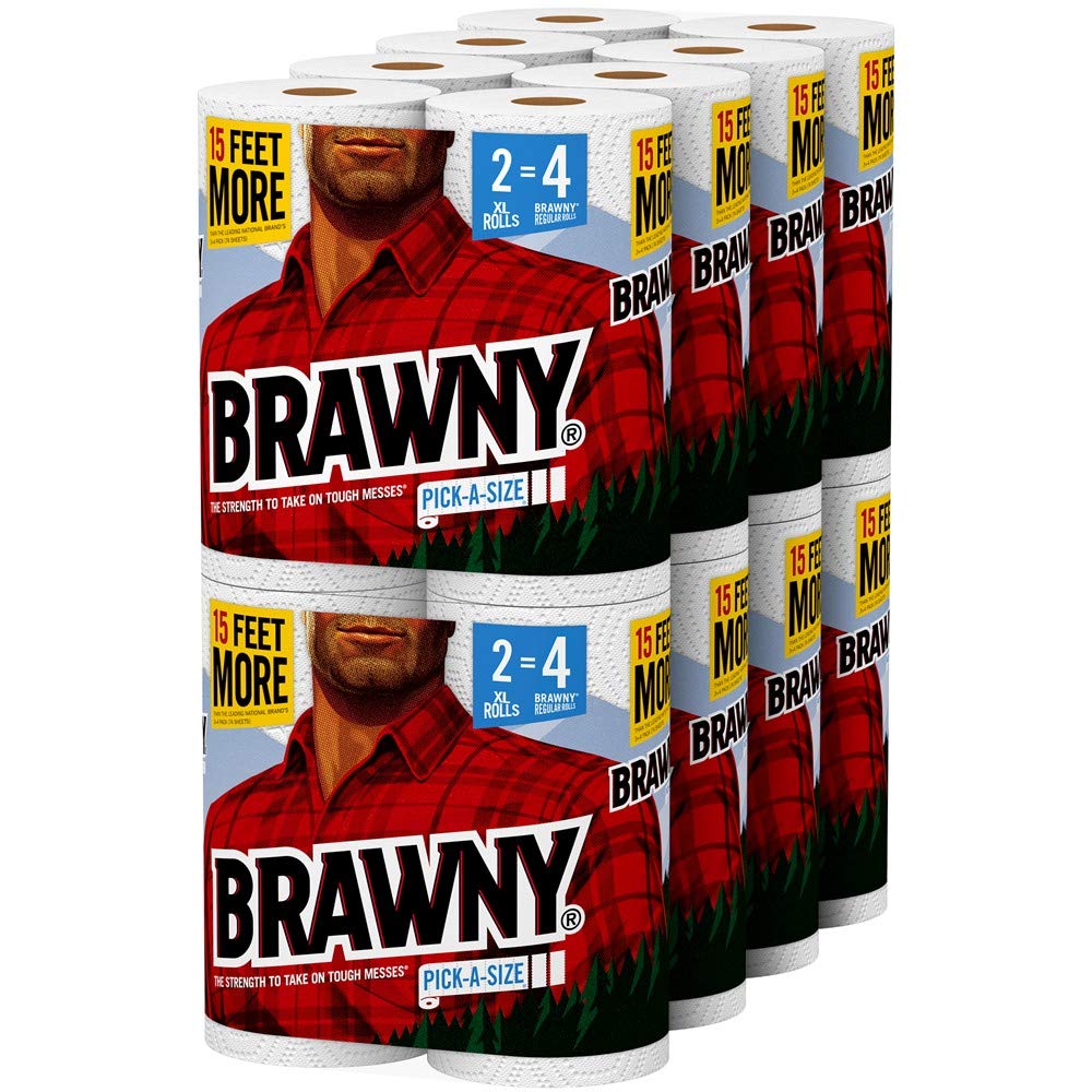 Brawny Paper Towels, 16 Xl Rolls, Pick-A-Size, White, 16 = 32 Regular Rolls