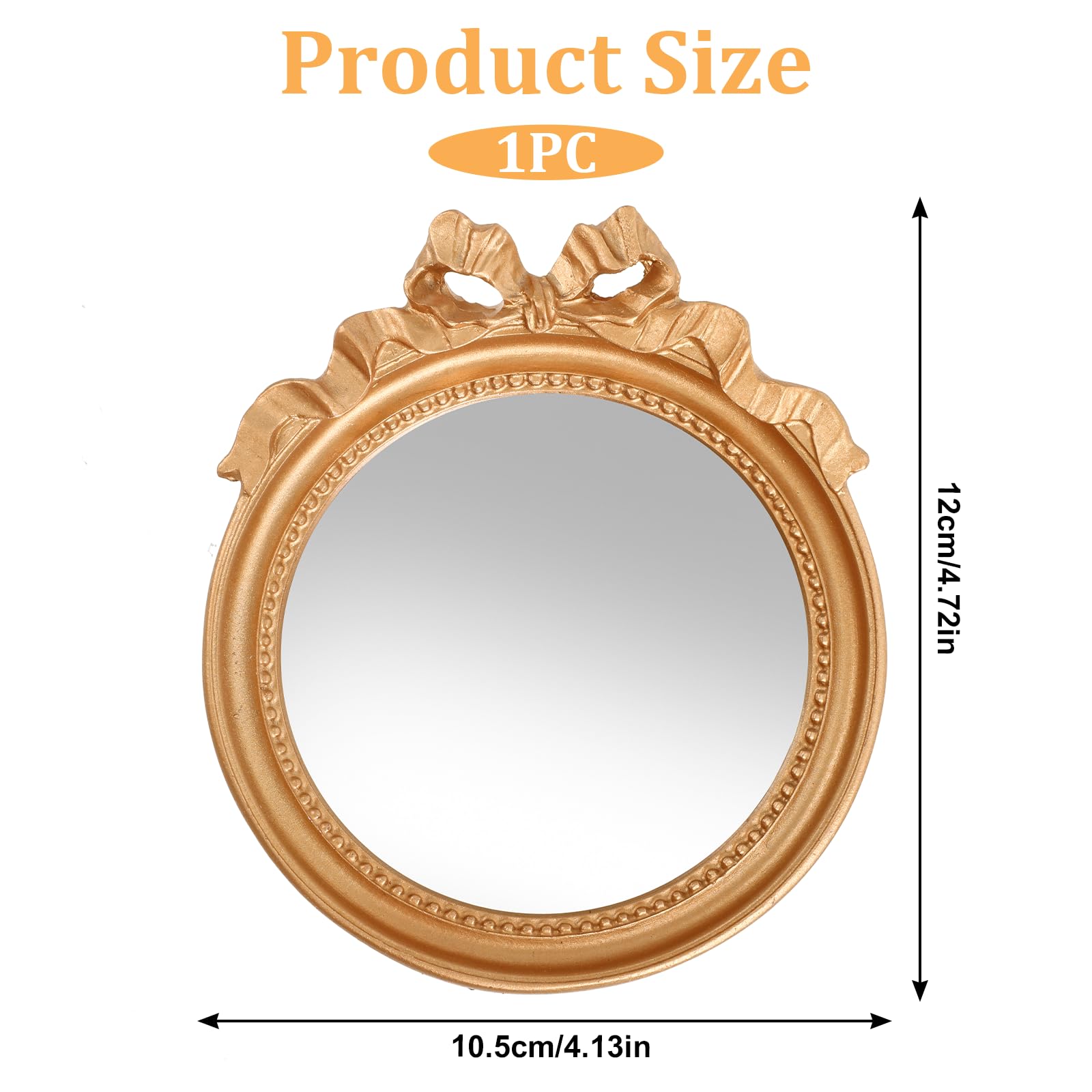 Small Wall Mirror 4.2'' Gold Vintage Makeup Desk Mirror Traditional Roundness Table Mirror Antique Mirror With Resin Frame Decor