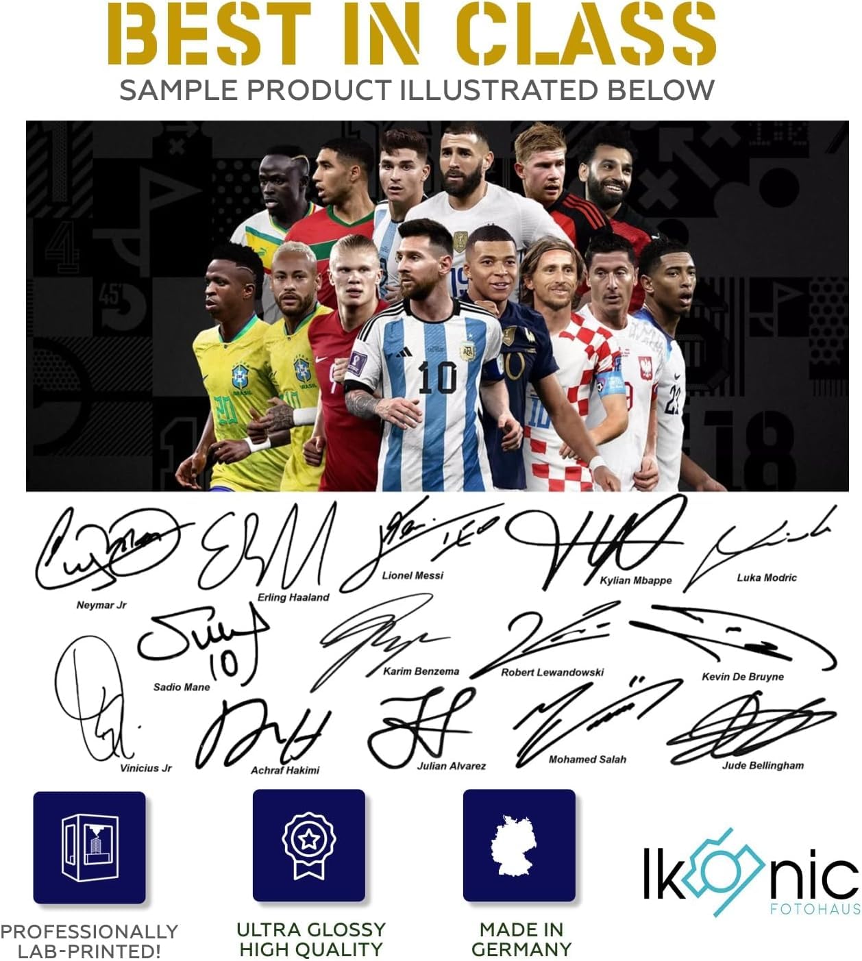 Ikonic Fotohaus Signed Lionel Messi Cristiano Ronaldo Photo Print Wall Art - 10L" x 8W", White, Paper Decor