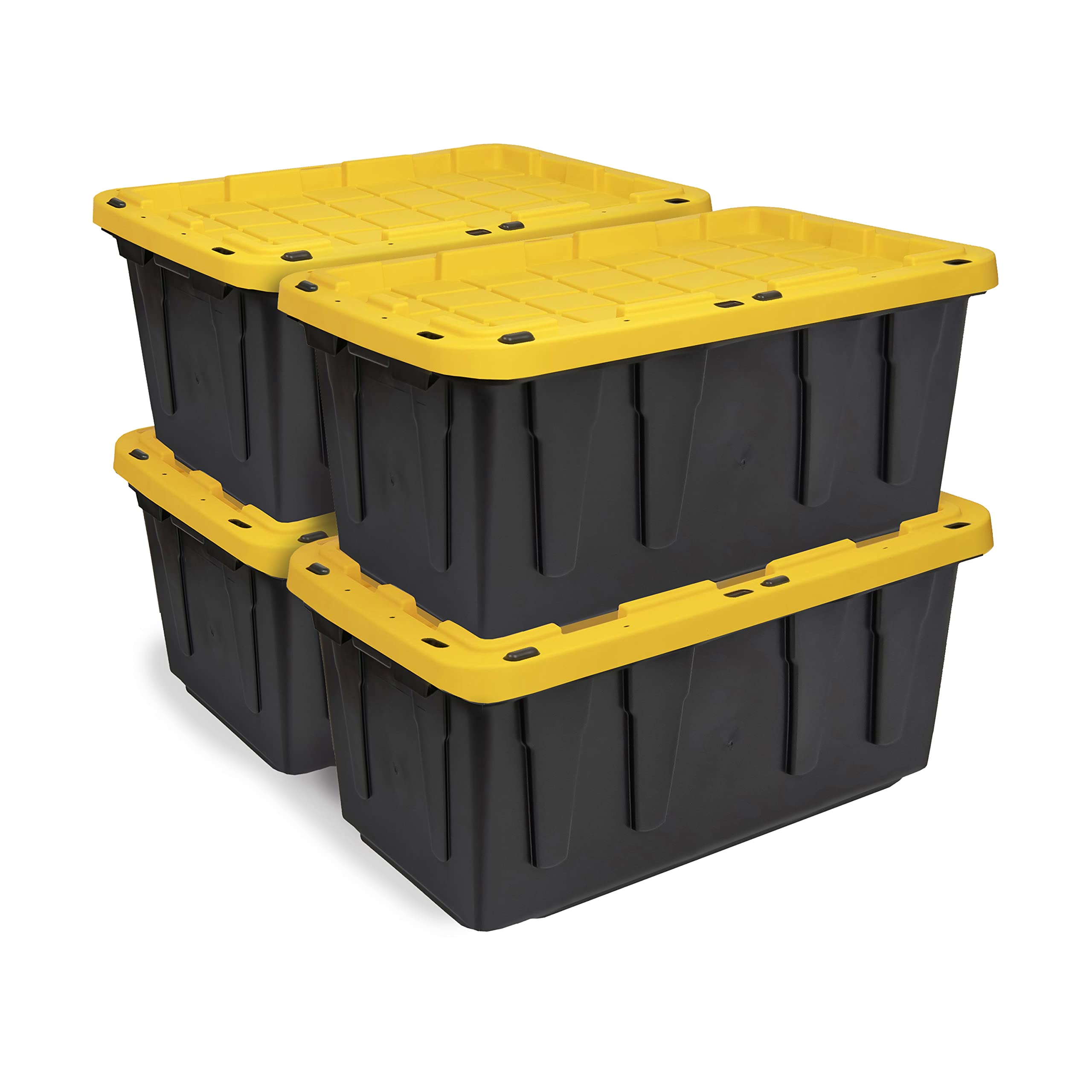 Cx Black & Yellow 17-Gallon Tough Storage Containers, Extremely Durable, 4-Pack (4)