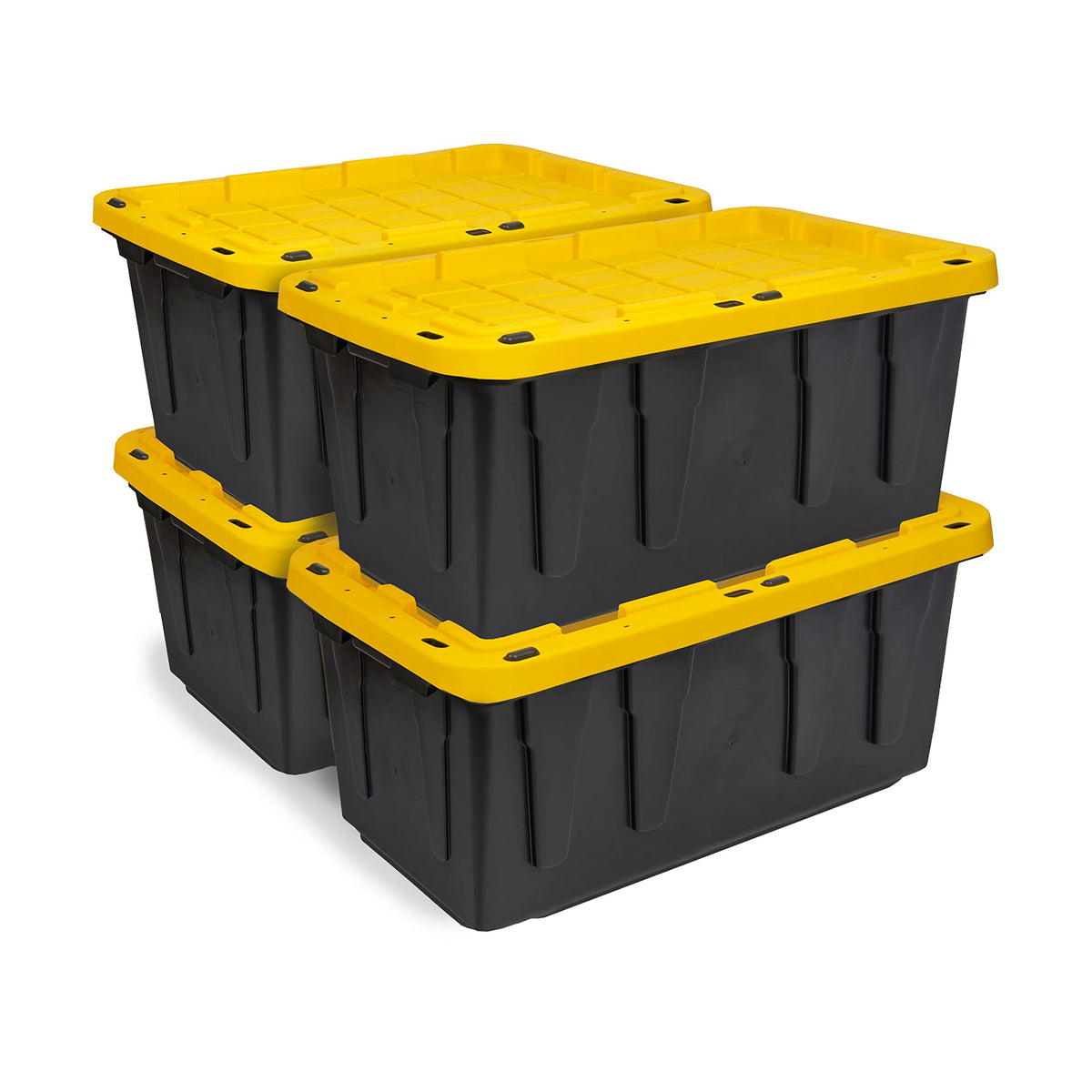 Cx Black & Yellow 17-Gallon Tough Storage Containers, Extremely Durable, 4-Pack (4)
