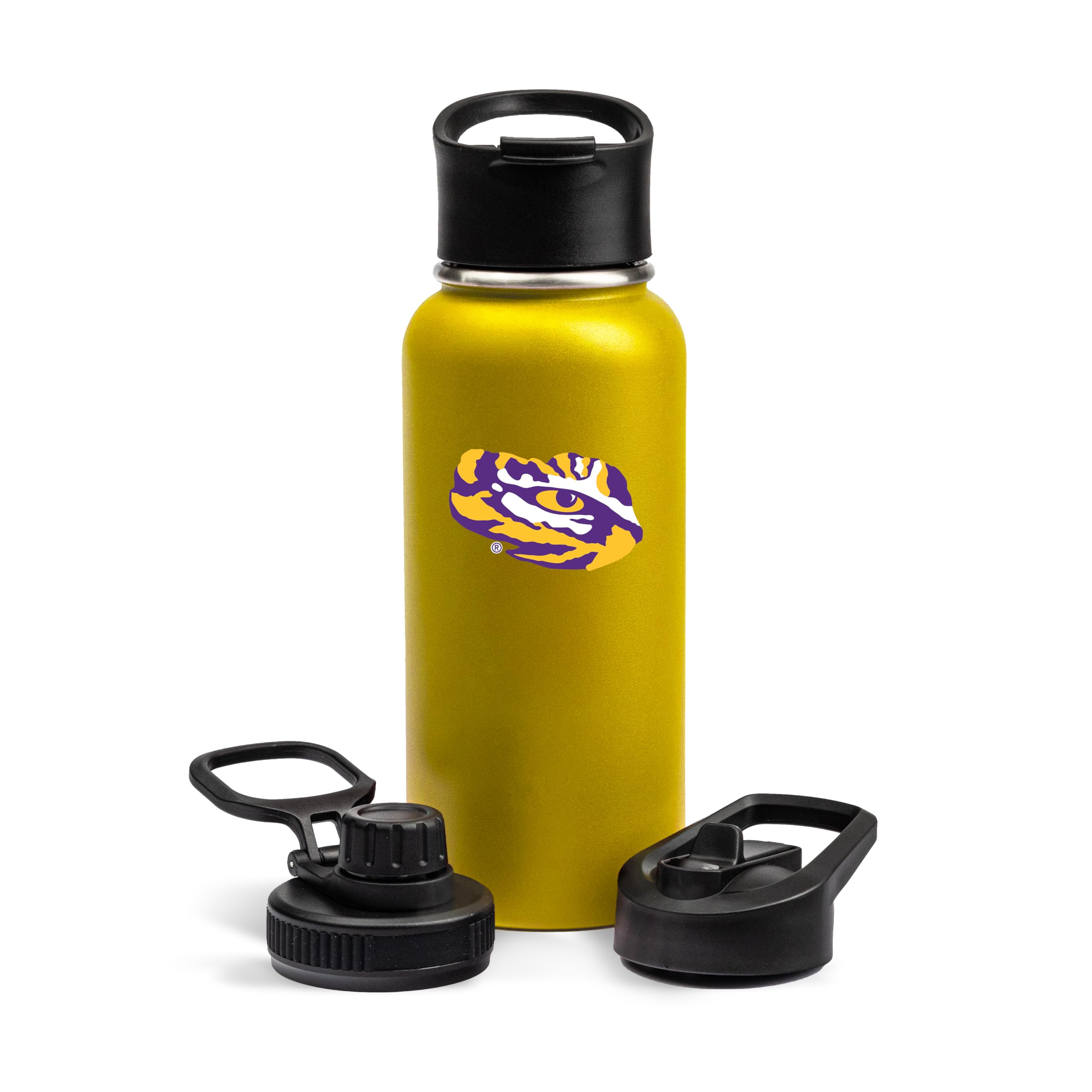 The Memory Company | Licensed NCAA 32oz Team Logo Water Bottle with Accessories,Louisiana State University