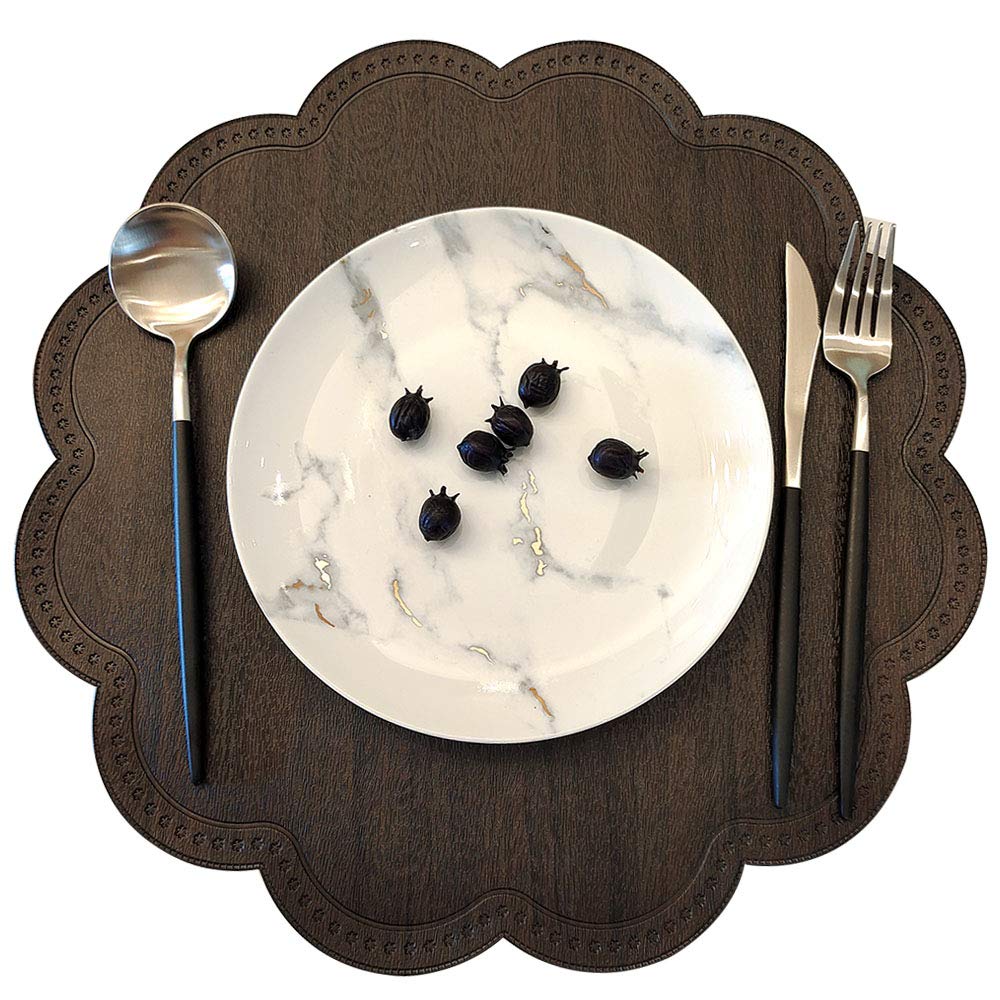 Kreatur Round Waterproof Placemats For Dining Table Set Of 6,Modern Pu Washable Table Mats Non-Slip Easy To Clean For Home Kitch