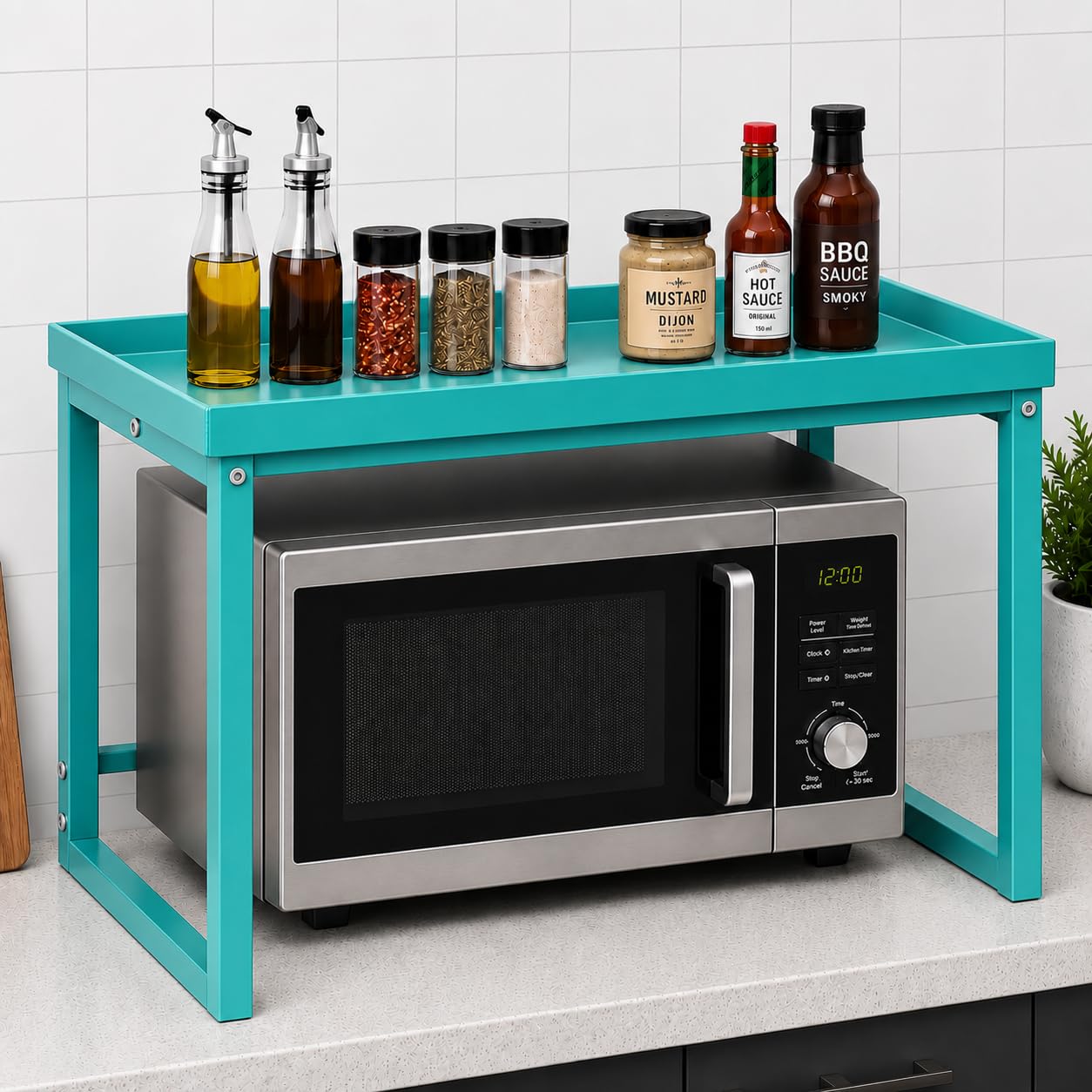 Ogfc 67108 Metal Spice Storage Stand, Microwave Stand For Kitchen/Pantry; Condiments, Kitchen Space Stand For Daily Essentials, 
