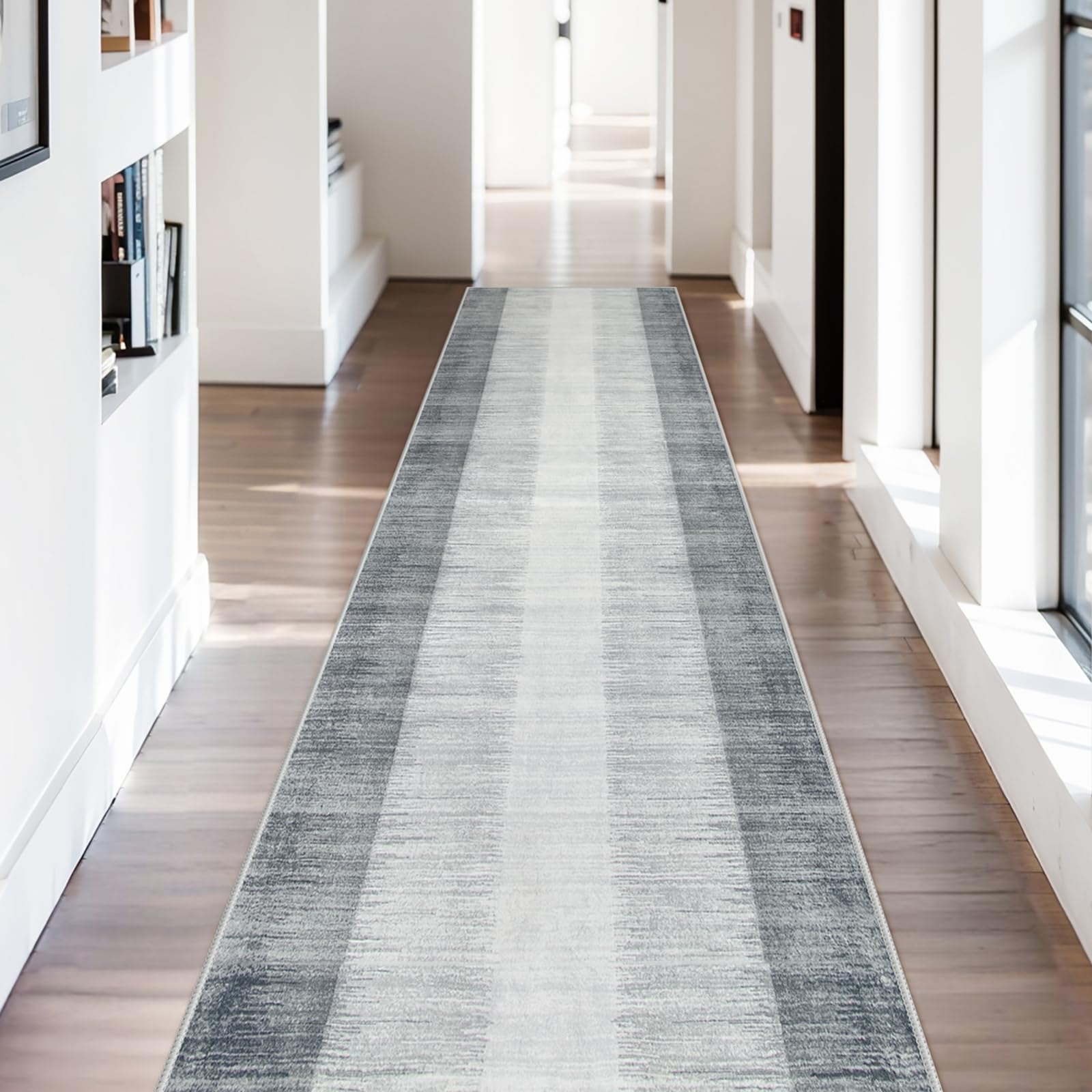 Lahome Modern Ombre Rug Runner for Hallway 10 ft, Washable Ultra-Thin Non Slip Kitchen Runners, Gray Print Stain Resistant Home 