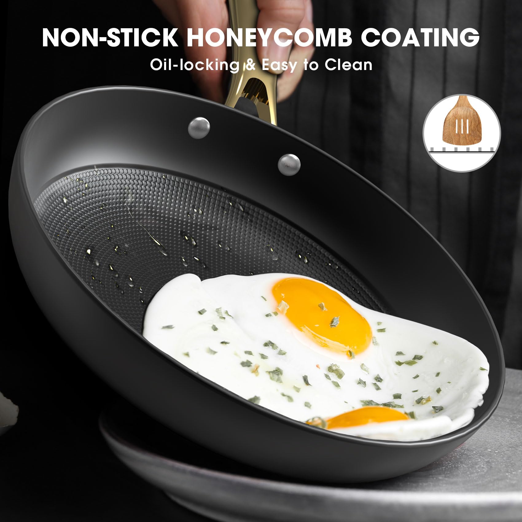 Imarku Cast Iron Skillets, Non Stick Frying Pans 2Pcs - 10 Inch & 12 Inch Frying Pan Set, Long Lasting Frying Pans Nonstick, Pro