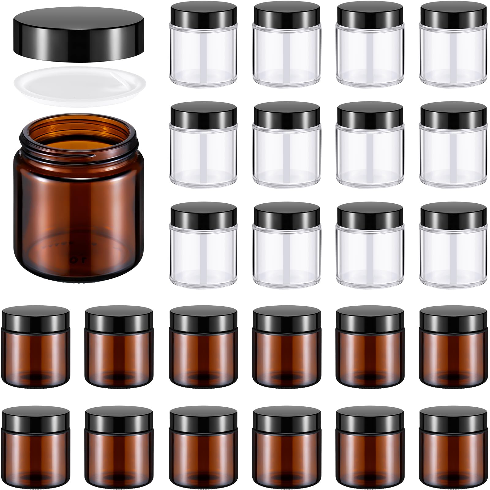 Norme 24 Pcs 4 Oz Glass Jars With Lids Leakproof Round Airtight Jars Empty Cosmetic Jars With Inner Liners Lid For Storing Lotio