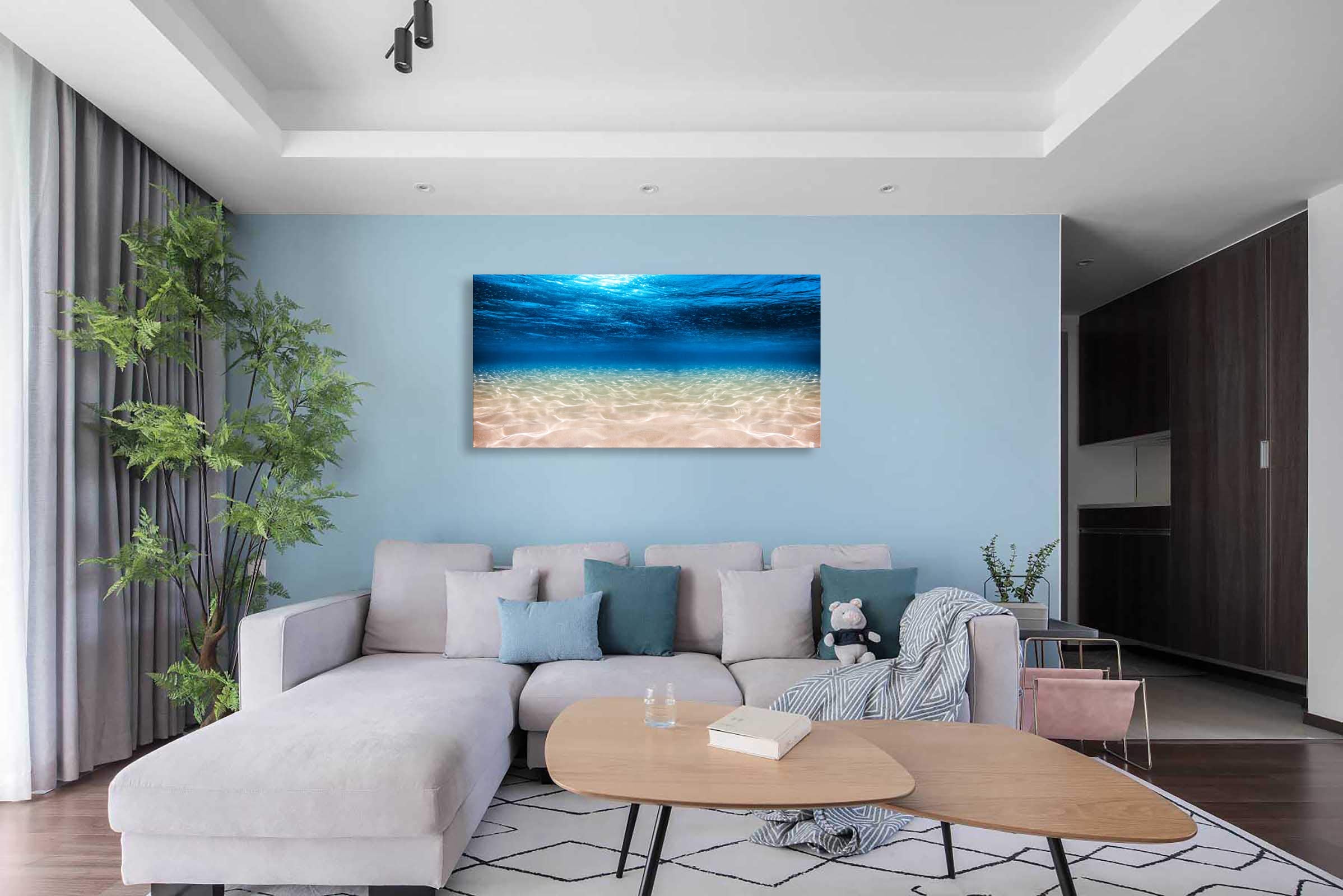 Cao Gen Decor Art-S00762 Print Artwork Blue Ocean Sea Wall Art Canvas Prints Picture Seaview Bottom View Beneath Surface Pictures Painting On Canvas Modern Seascape Home Office Decor