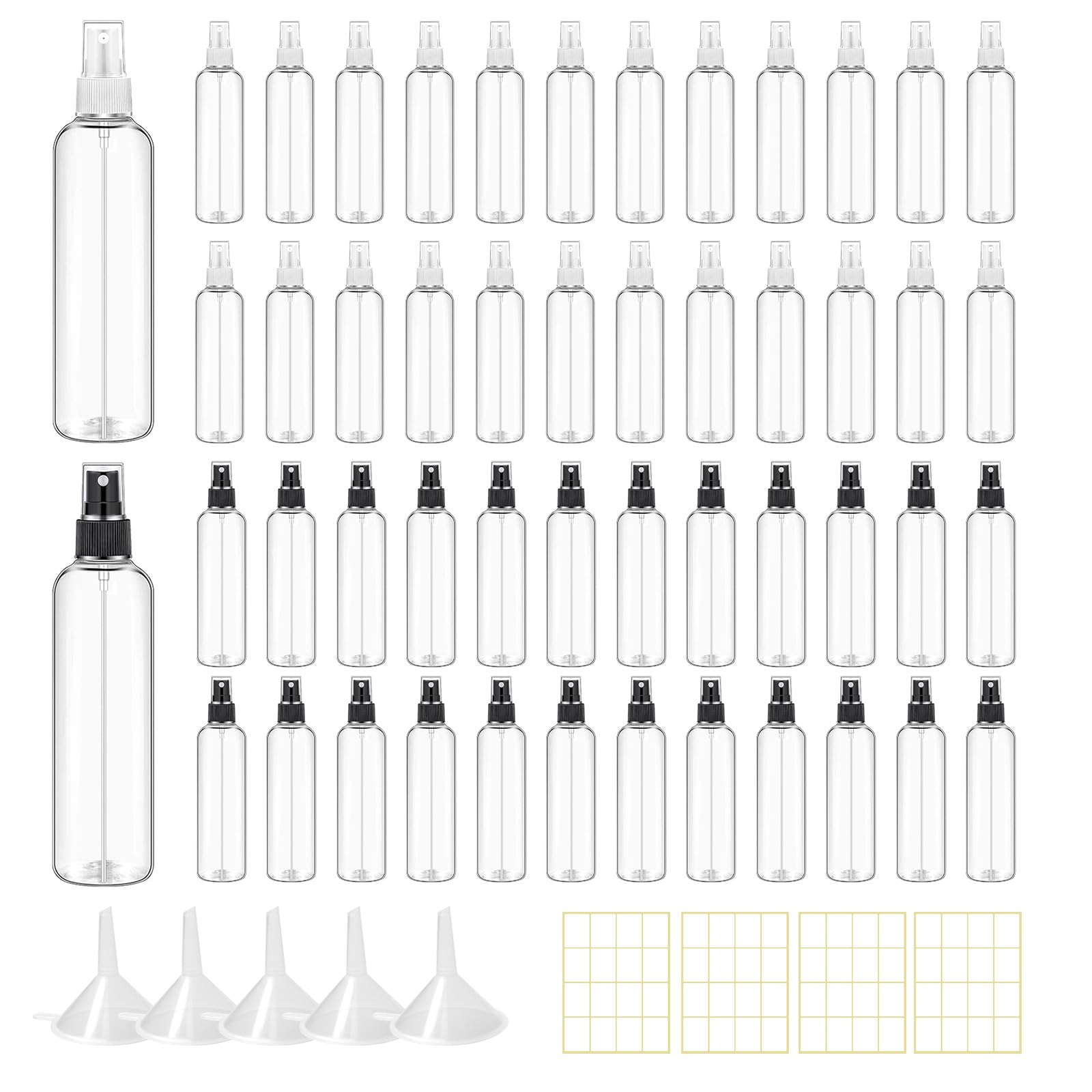 SENONAPO 48 Pcs 8 oz Plastic Spray Bottles Refillable Mist Sprayer with Spray Cap Classic Fine Mist Spray Bottles Clear Empty Pl