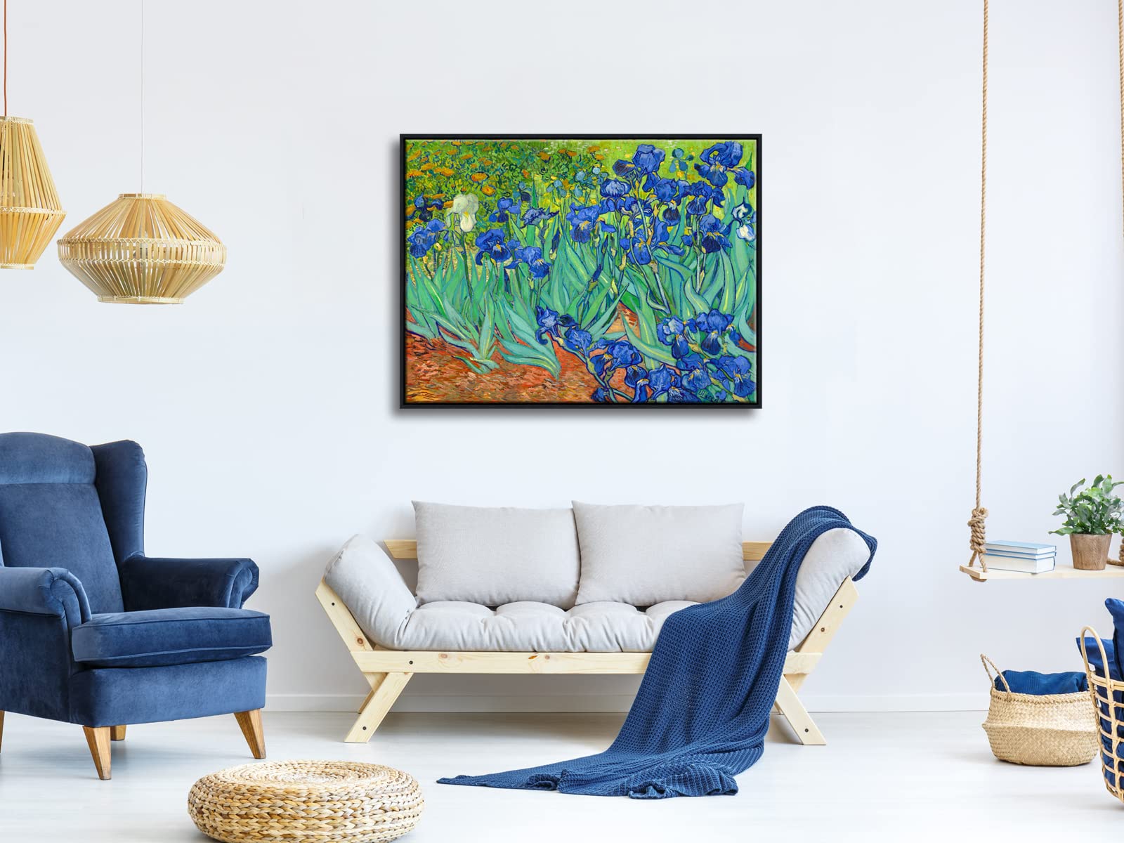 Wieco Art Framed Wall Art Irises By Van Gogh Famous Flowers Oil Paintings Reproduction Large Canvas Prints Modern Canvas Prints