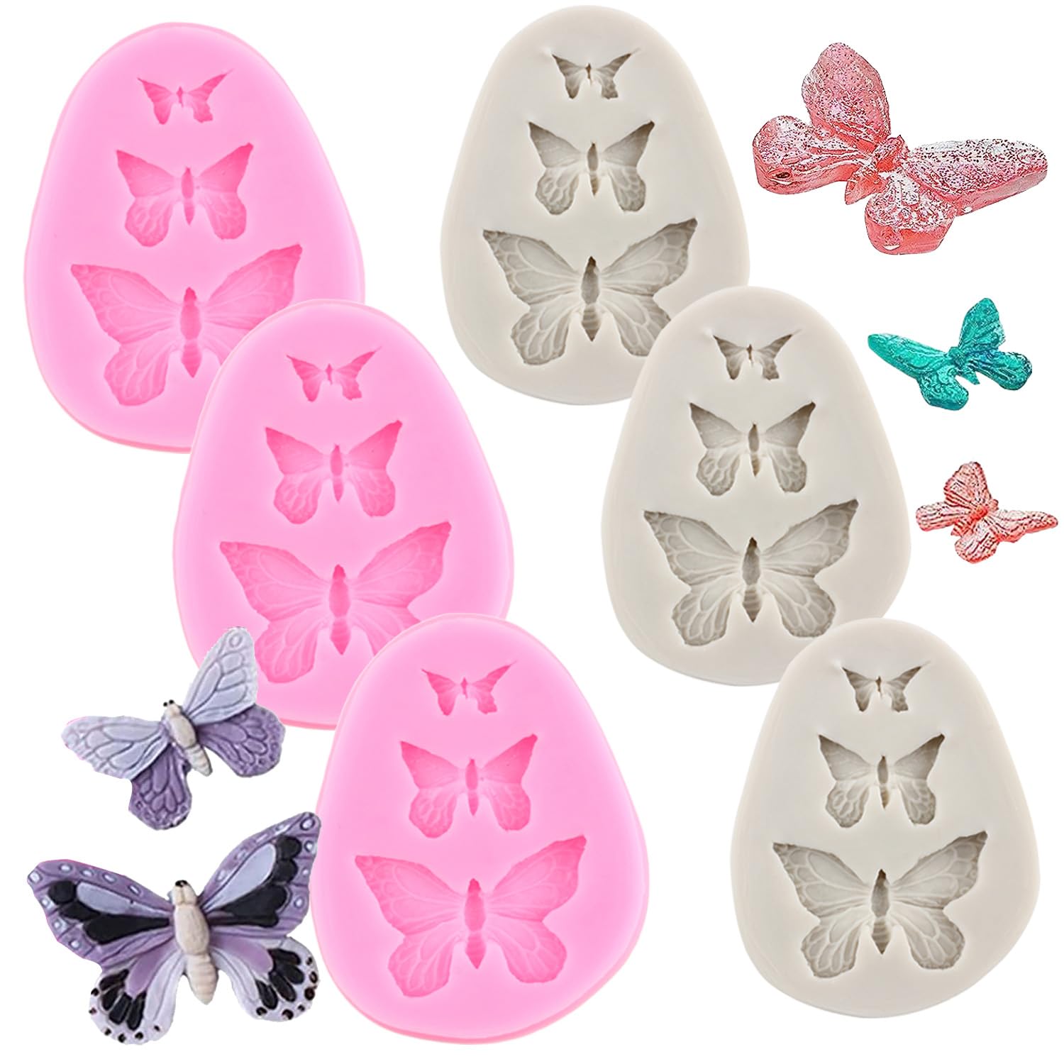 Rfghac Butterfly Fondant Mold Mini Butterfly Silicone Molds For Cake Decorating Cupcake Topper Candy Chocolate Gum Paste Polymer