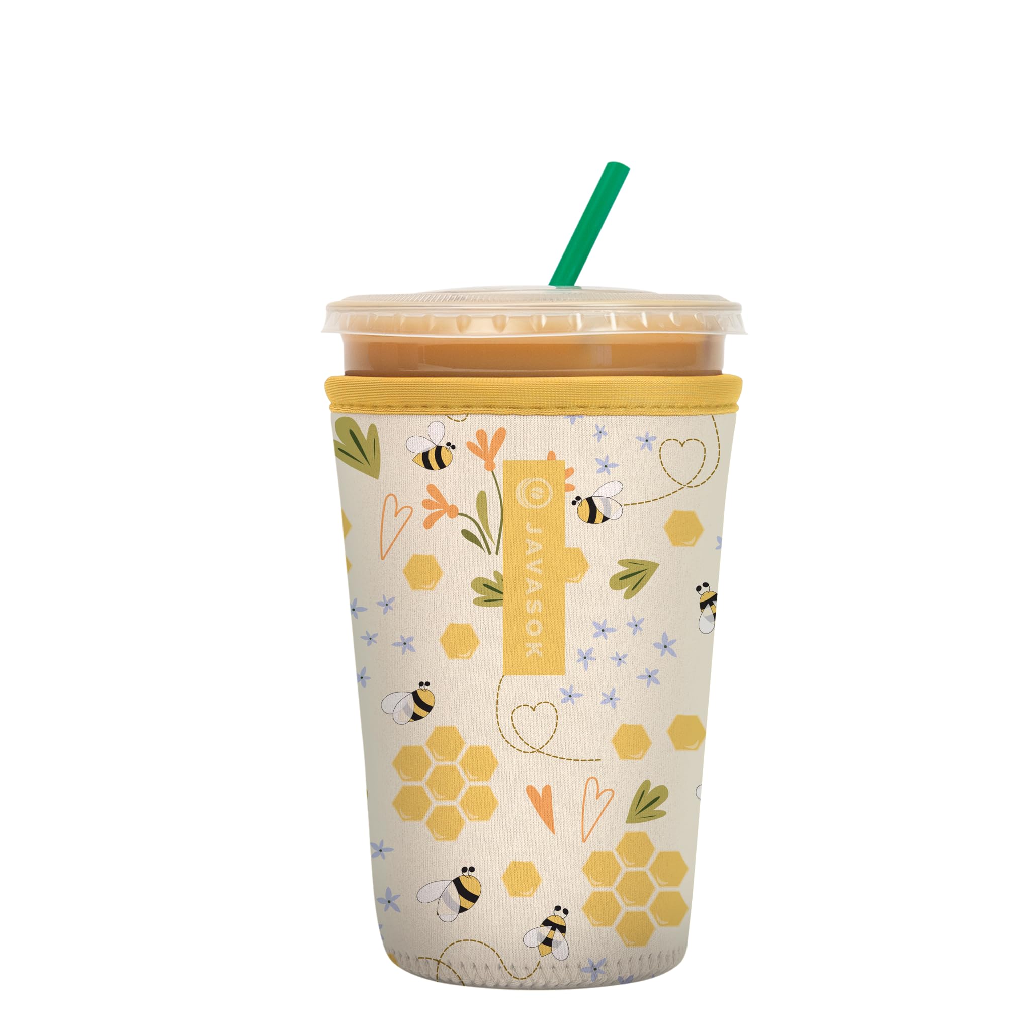 Sok It Java Sok Iced Coffee & Cold Soda Insulated Neoprene Cup Sleeve (Honeycomb Buzz, Medium: 22-28oz)