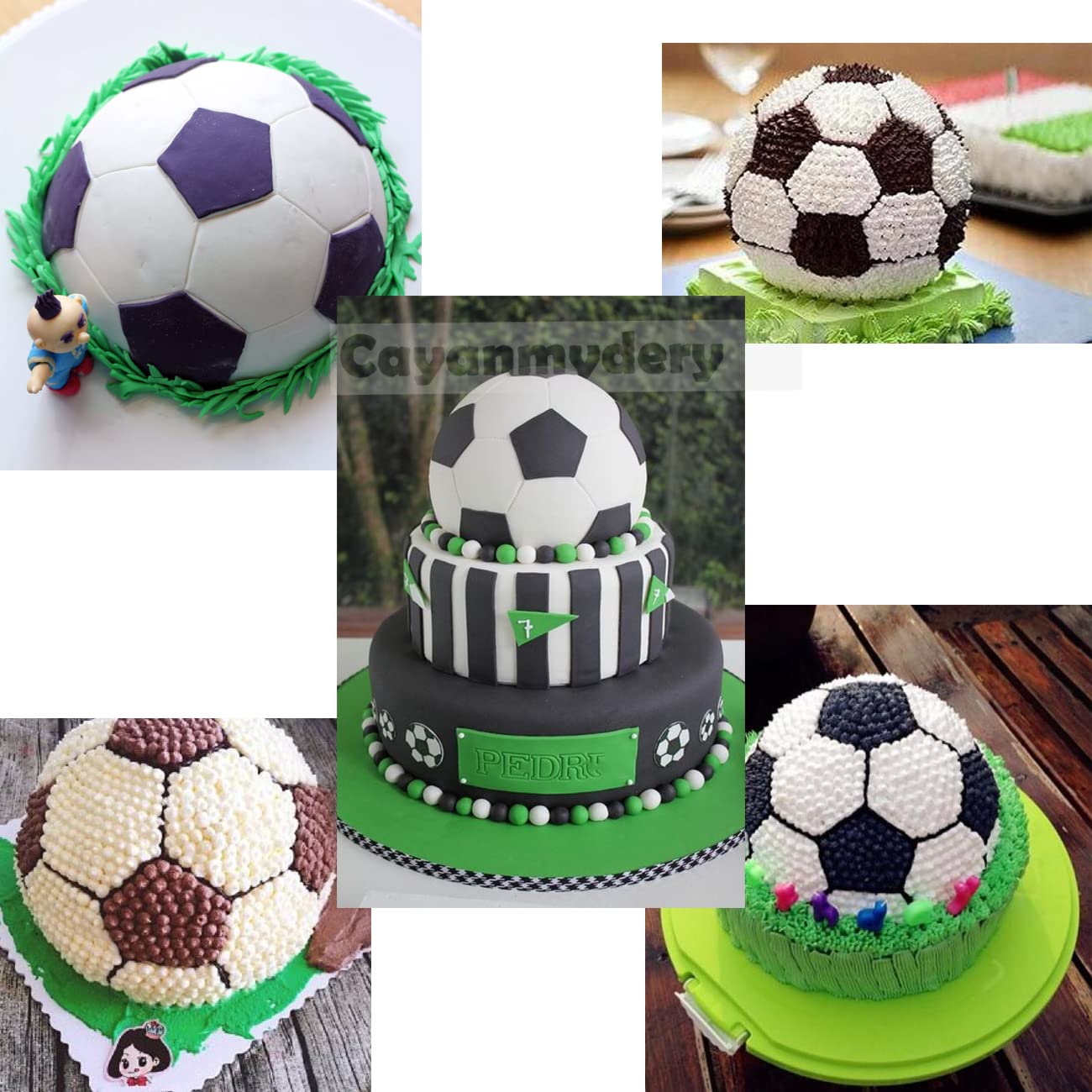 8 Inches Football Cake Pan, Soccer Cake Pan, Diy 3D Birthday Cake Pan, Aluminum Ball Cake Molds Nonstick Baking Tool