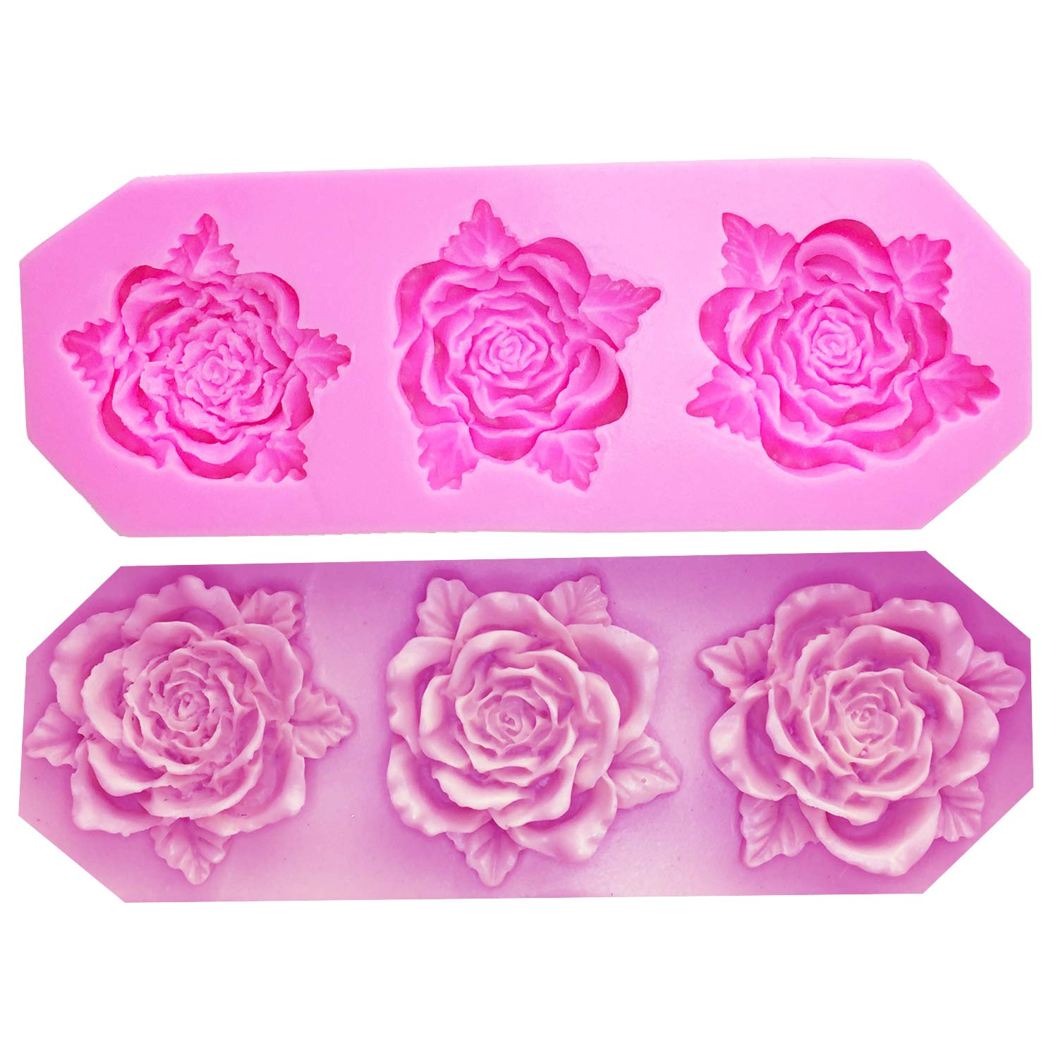 Tvoip 2Pcs Rose Flower Silicone Mold Fondant Mold Cake Decorating Tools Chocolate Mold Baking Nonstick And Heat Resistant Reusab