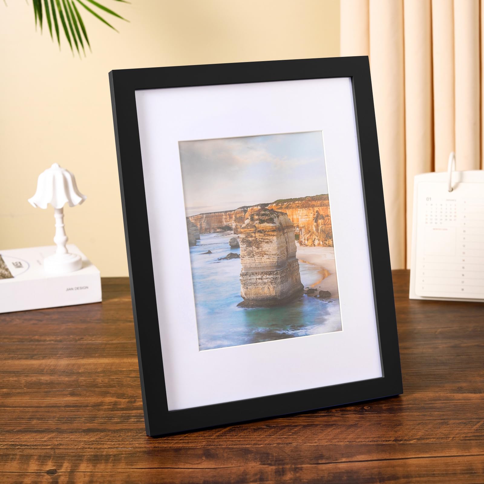 wyooxoo 8.5x11 Picture Frame Set of 4 Made of Solid Wood Photo Frames Display Pictures 6x8 with Mat or 8.5x11 Without Mat Colorf