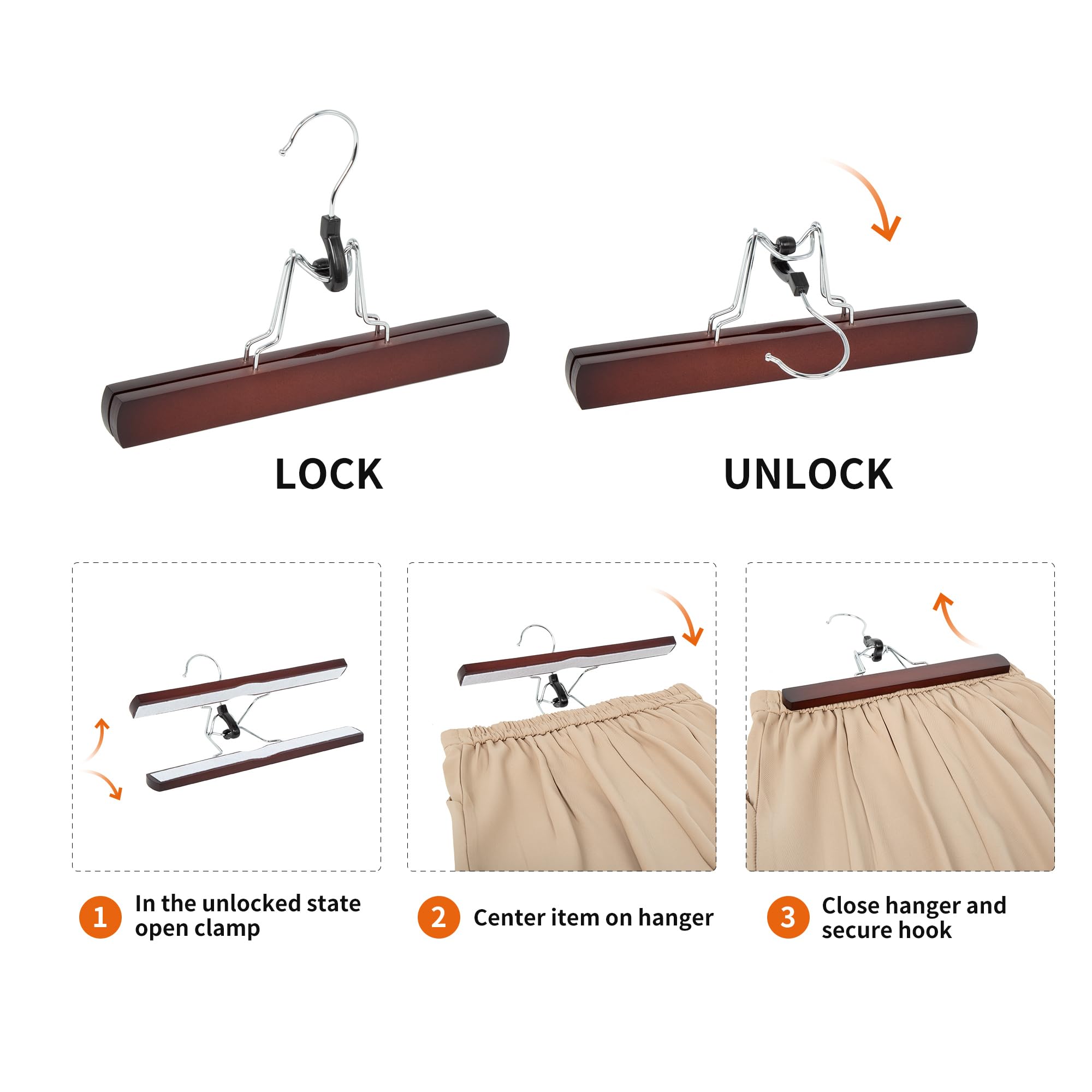 Amazon Basics Wooden Pants Hangers - Cherry, 10-Pack