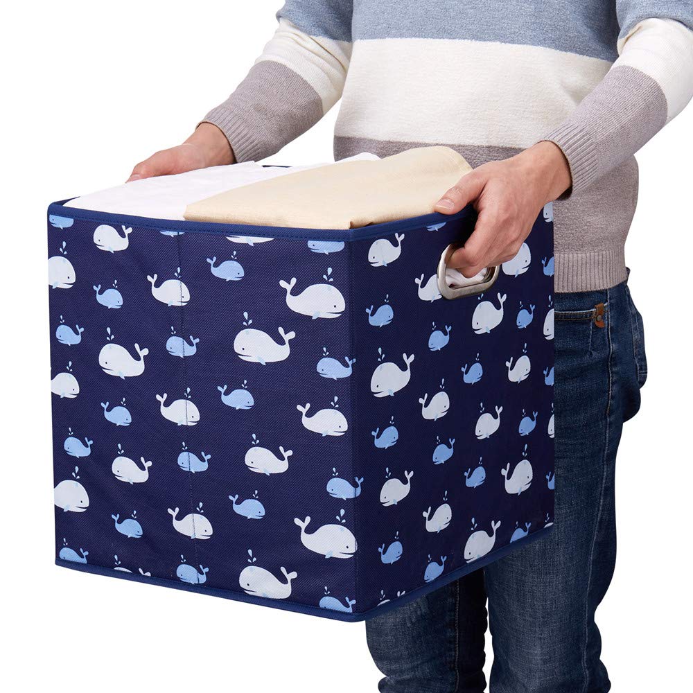 HSDT 13" Collapsible Storage Cubes - Navy Blue Non-Woven Fabric Bins, Foldable Drawer Organizer, Model QY-SC04-6