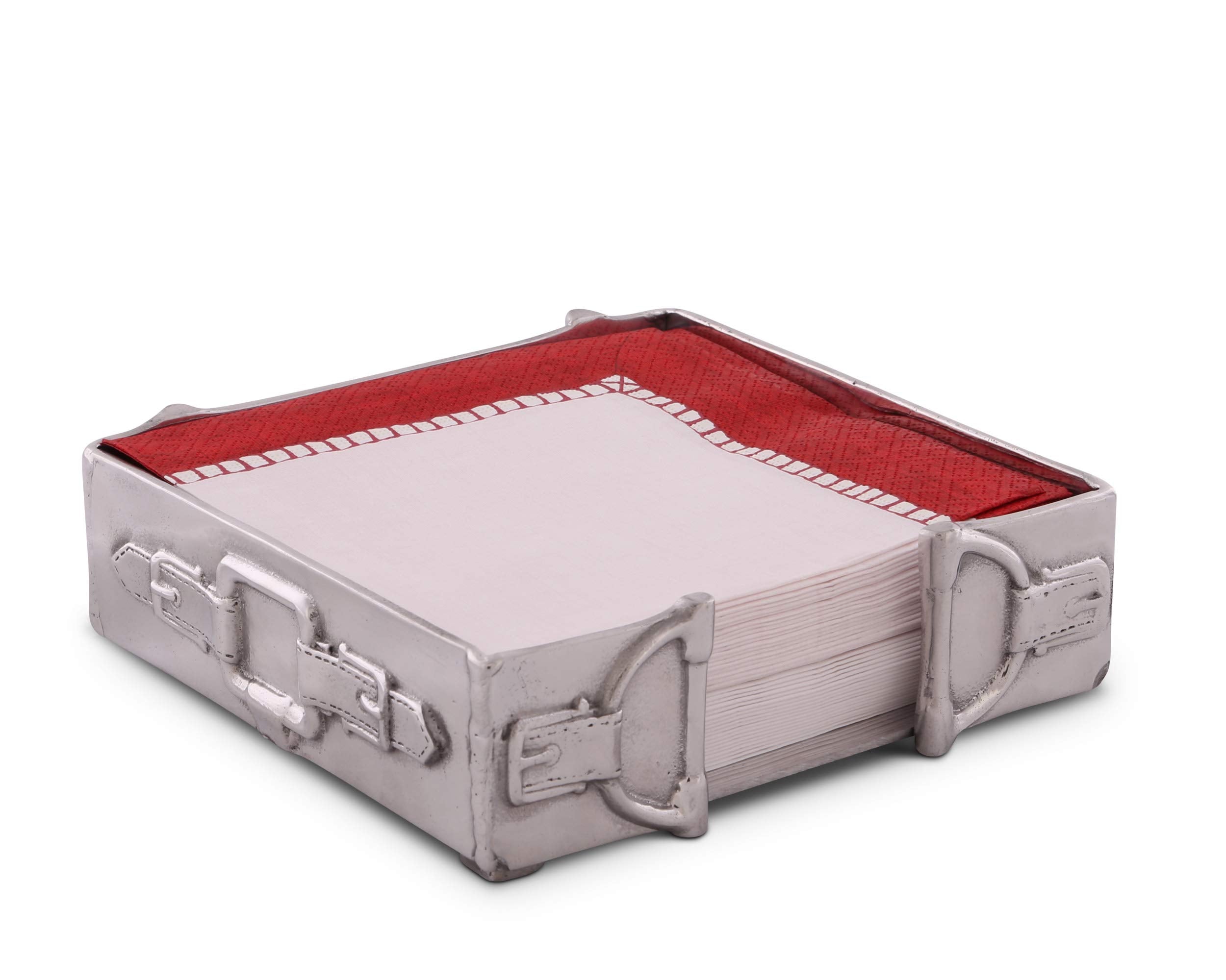 Arthur Court Napkin Holder Box Horse Heavy Cast Aluminum Luncheon Size Fits Large Lunch Square Equestrian/Tack Napkins 7 Inch Sq