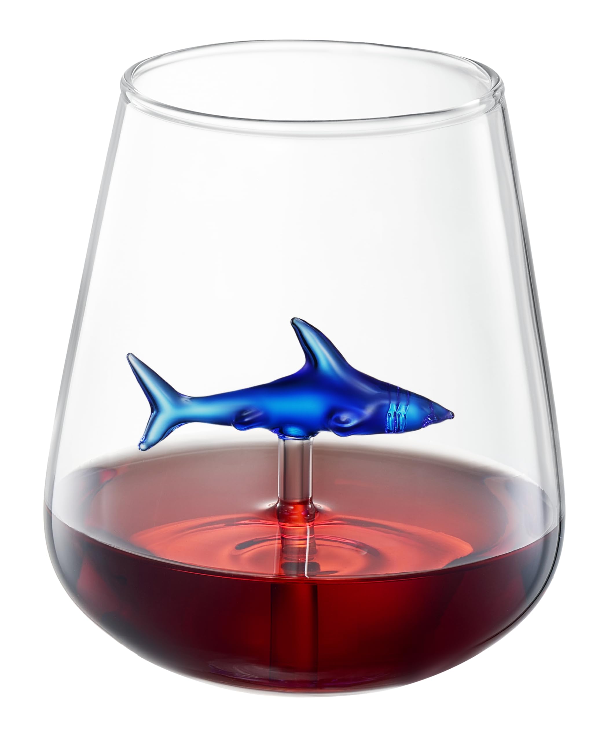 Handcrafted Stemless Shark Wine Glass - Personalized Set of 2