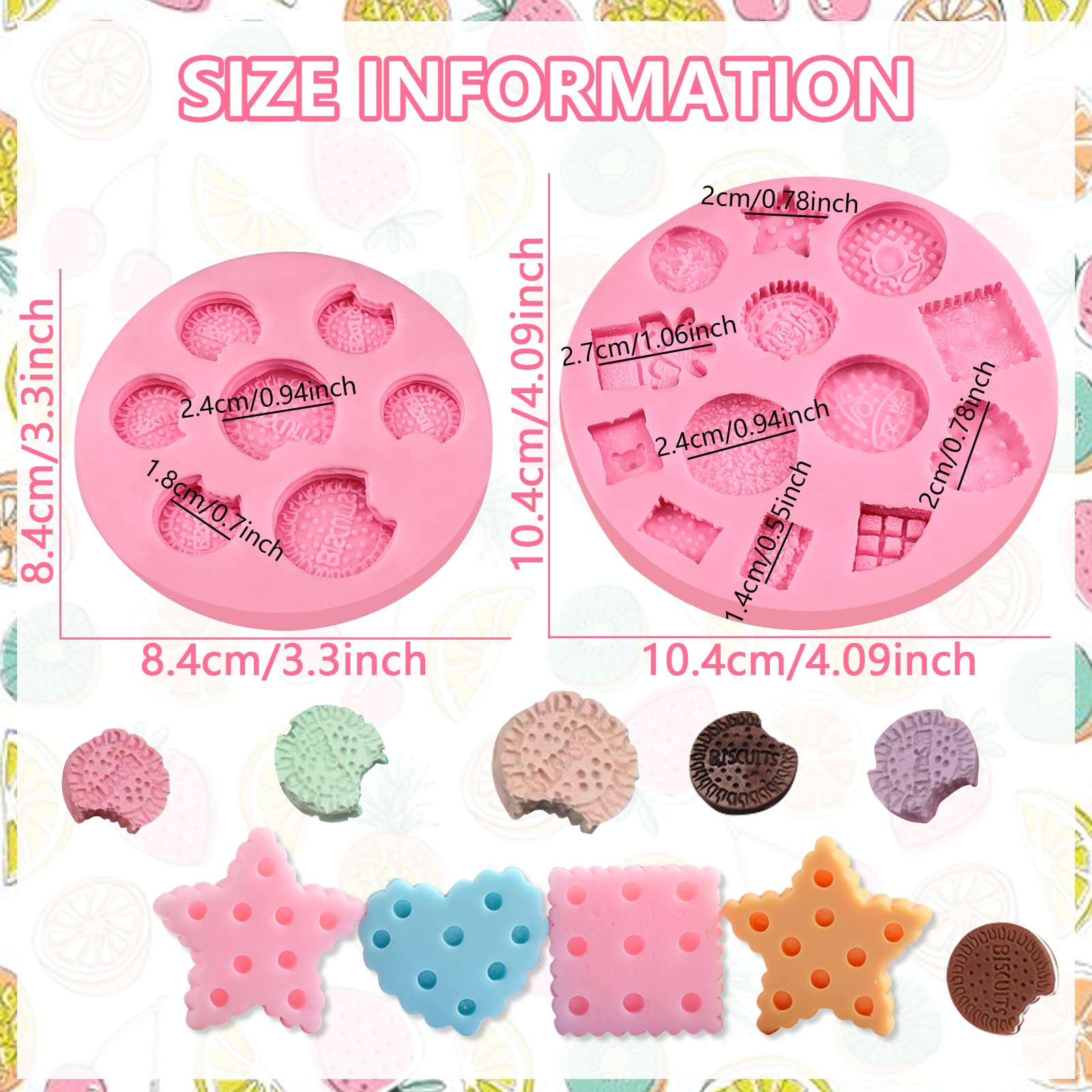 Ikojing Cookie Fondant Molds, Mini Cake Decorating Silicone Mold Set Of 2, Perfect For Cupcake Toppers, Cookie Dough, Sugar Craf