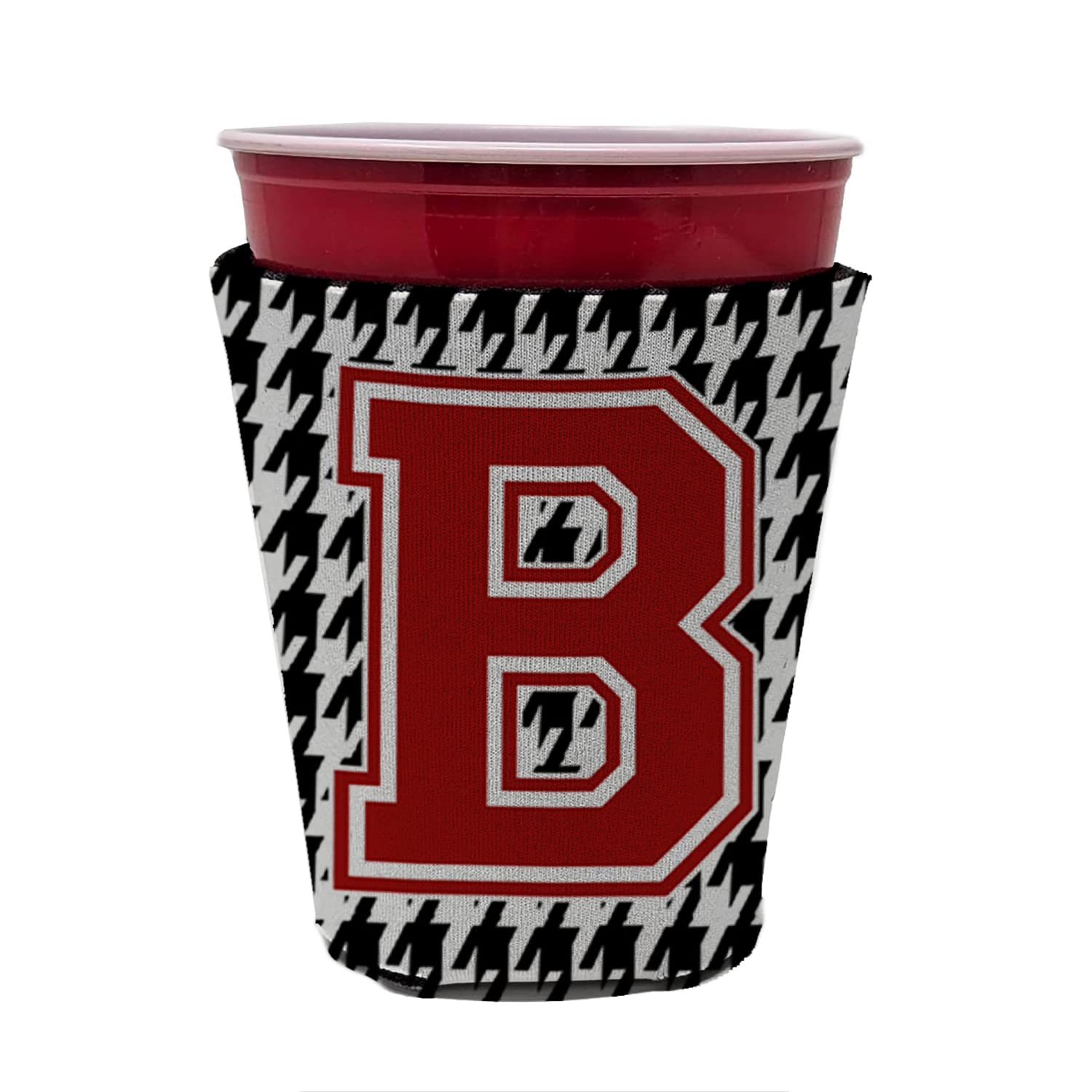 Monogram - Houndstooth  Initial  B Red Solo Cup Beverage Insulator Hugger CJ1021B-RSC