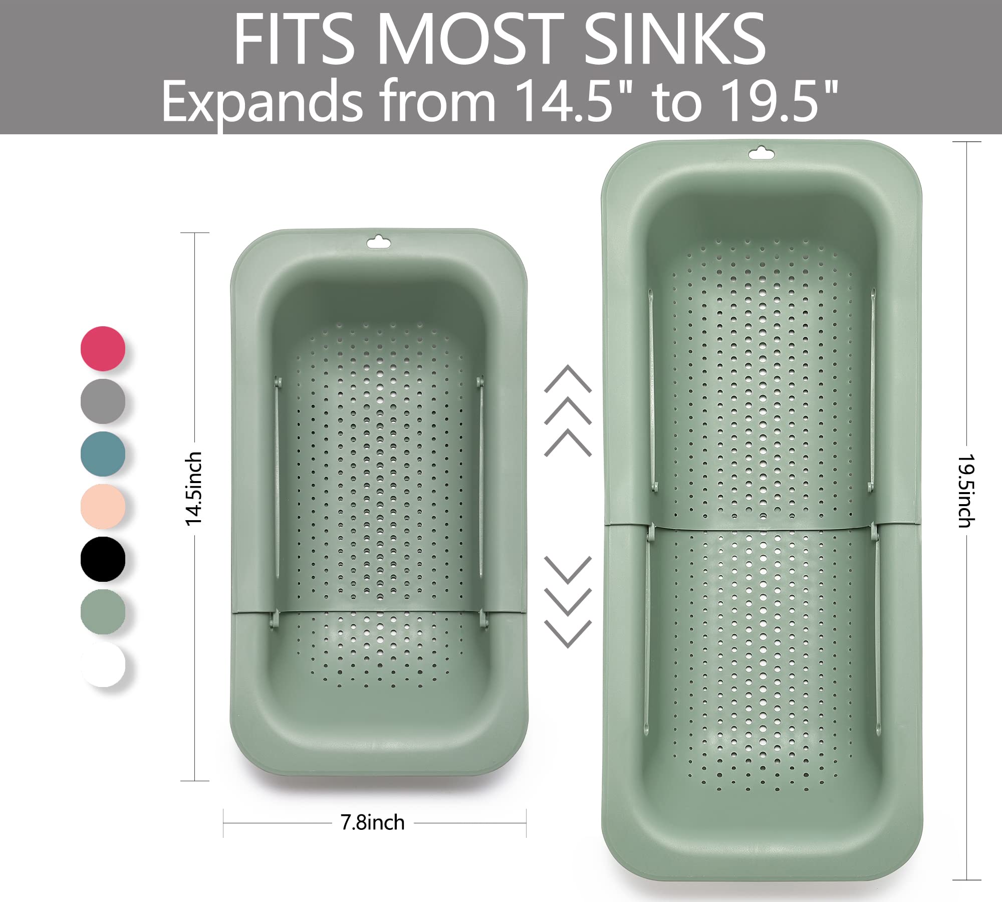 Adjustable Over The Sink Colander Strainer, Silicone Clip On Strainer For Pots Strainers And Colanders Plastic Drainer Basket Fo