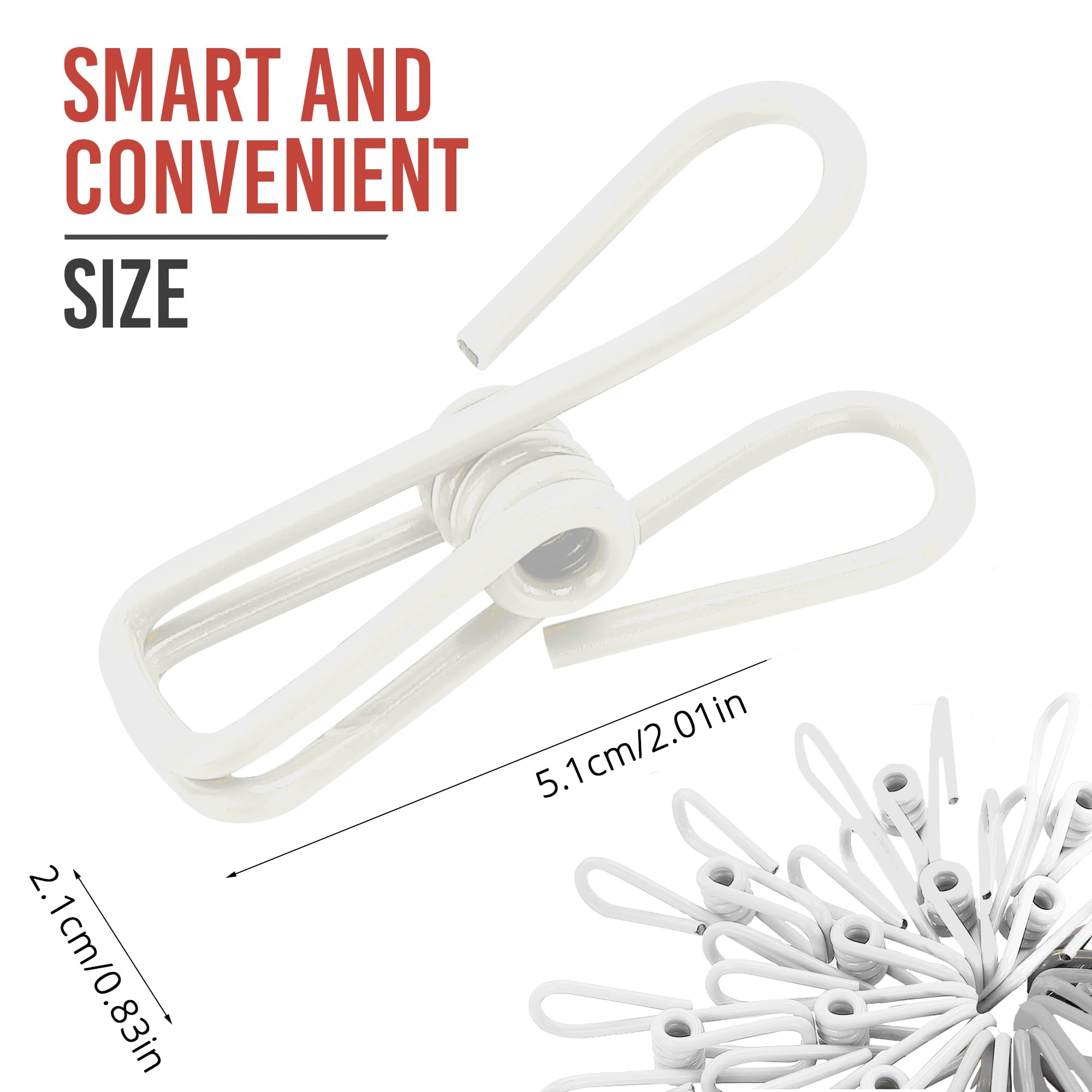 30 Pack White Chip Bag Clips For Food - Pvc 2 Inch Coated Sealer For Sealing Food - Paper Holder, Clothesline Clip For Laundry H