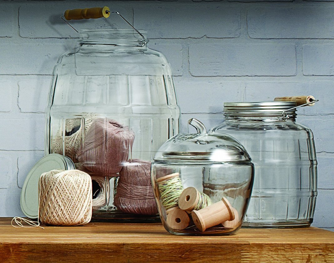 Anchor Hocking 1 Gallon Glass Barrel Jar With Lid (2 Piece, Brushed Metal, Screwable)