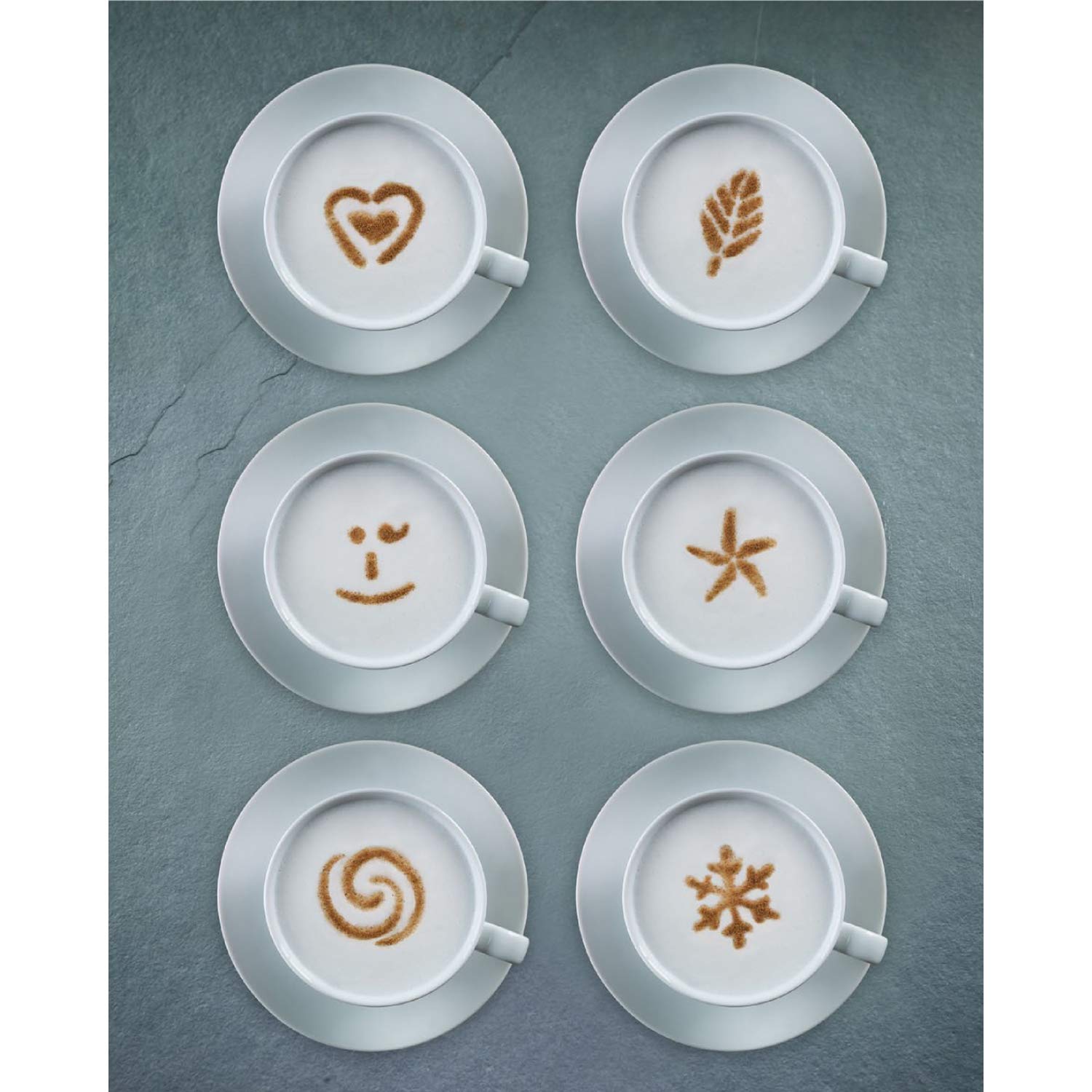 Aerolatte Cappuccino Stencil Set, For Latte Coffee Art, Set Of 6 Stencils