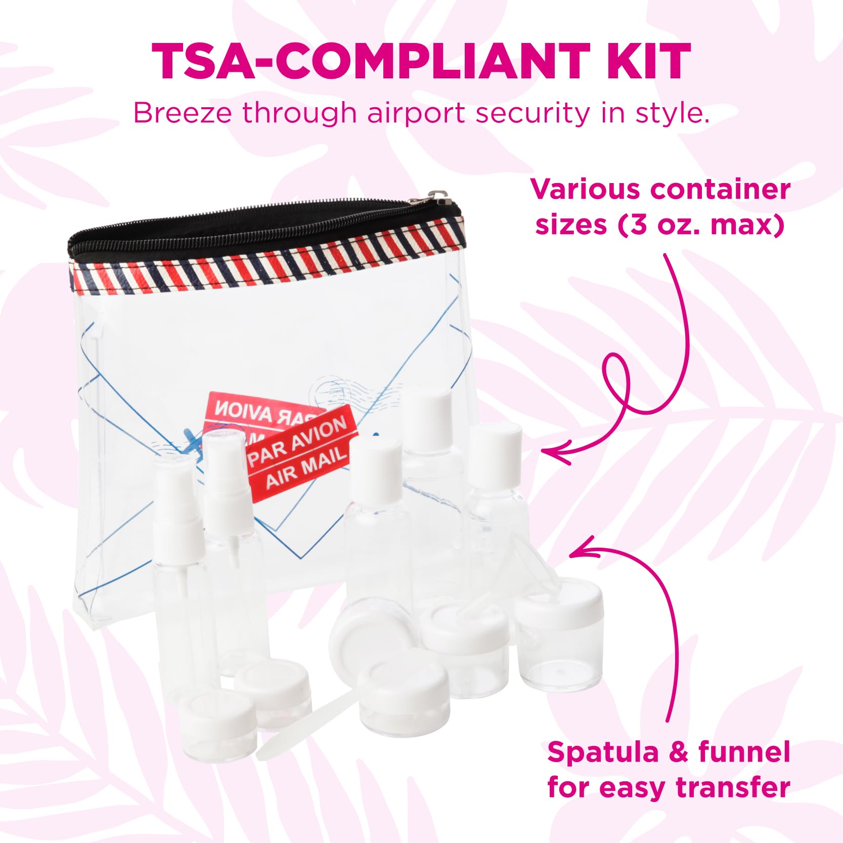 Miamica Women'S Toiletry Kit, Black & Pink, 12-Piece